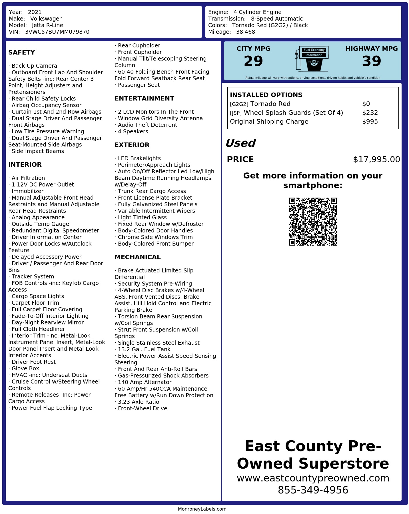 Monroney Label