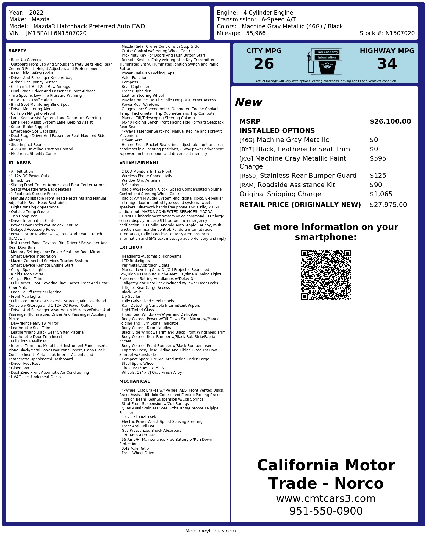 Monroney Label