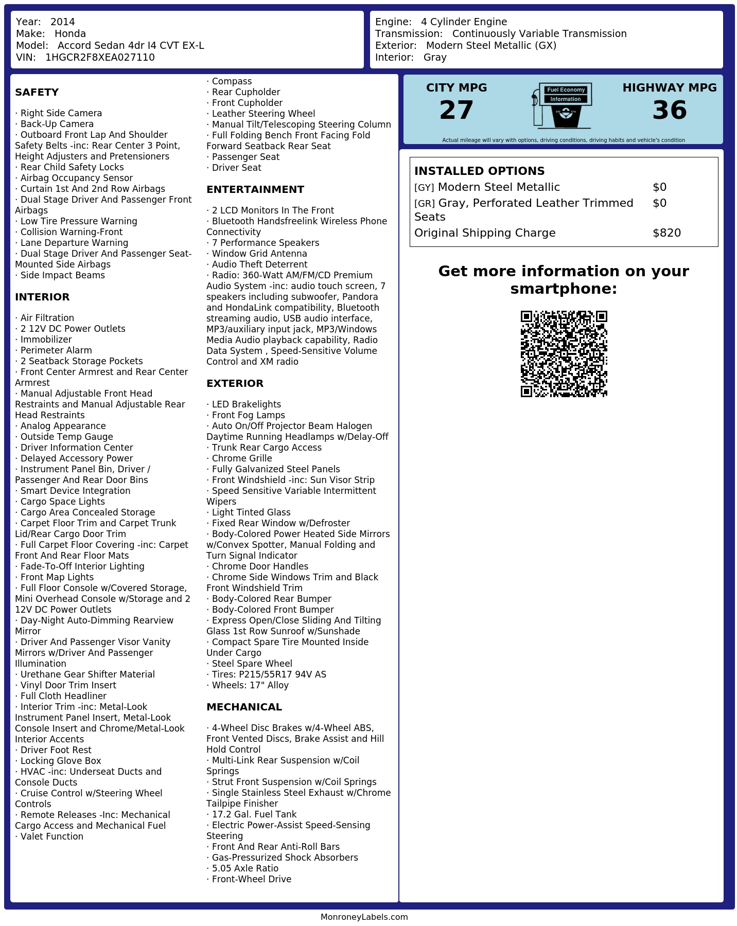 Monroney Label