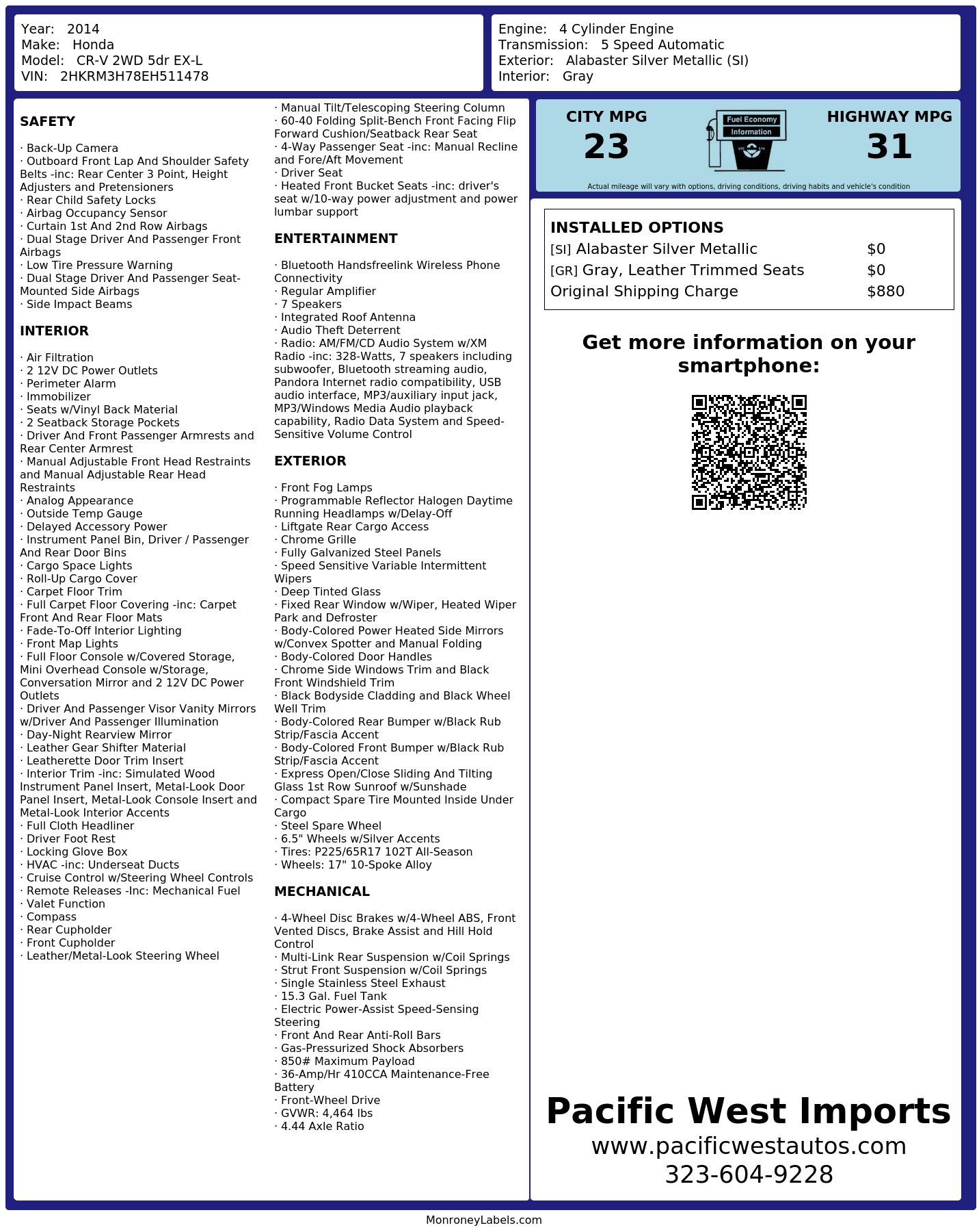 Monroney Label