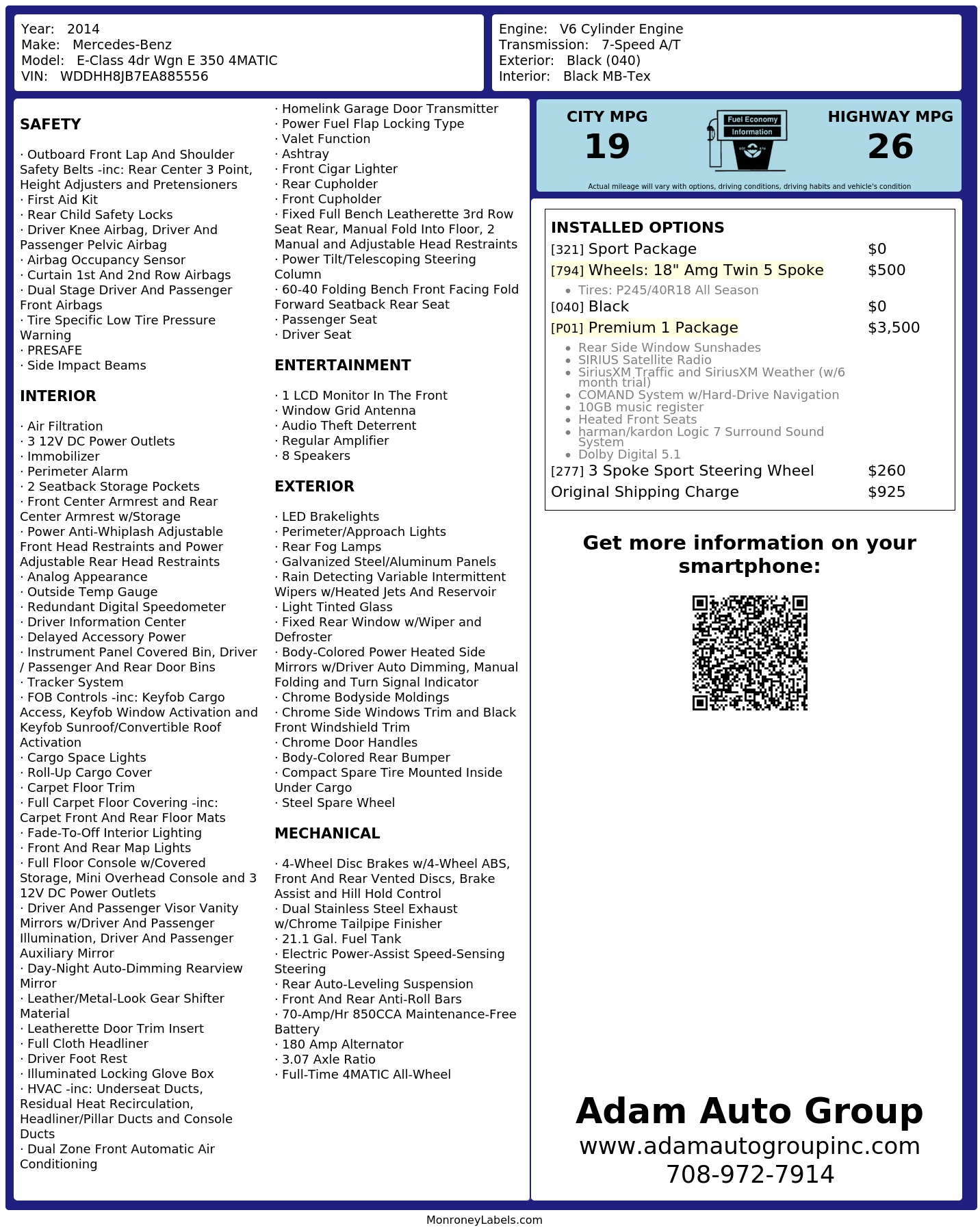 Monroney Label