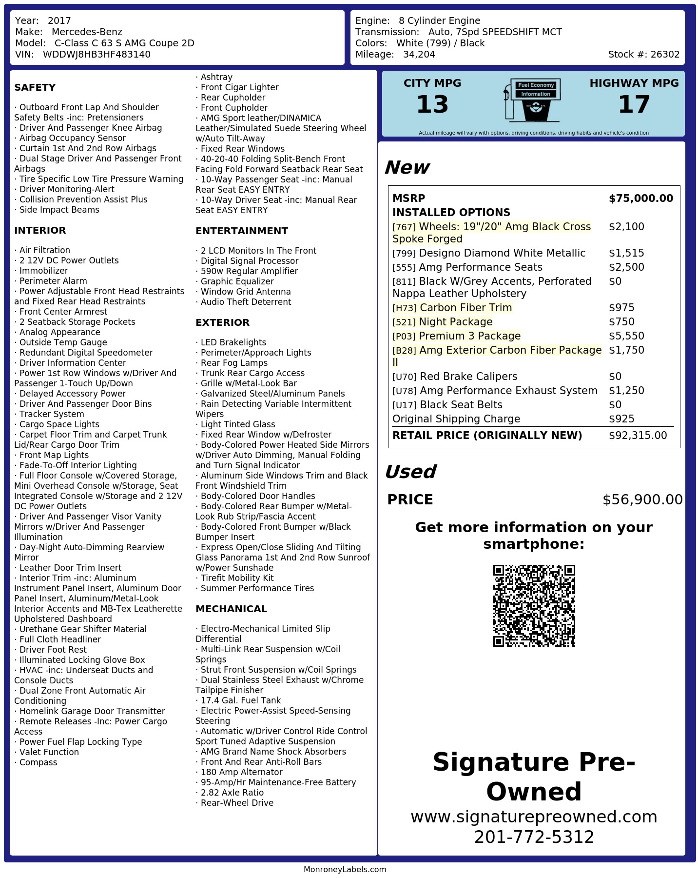 Monroney Label