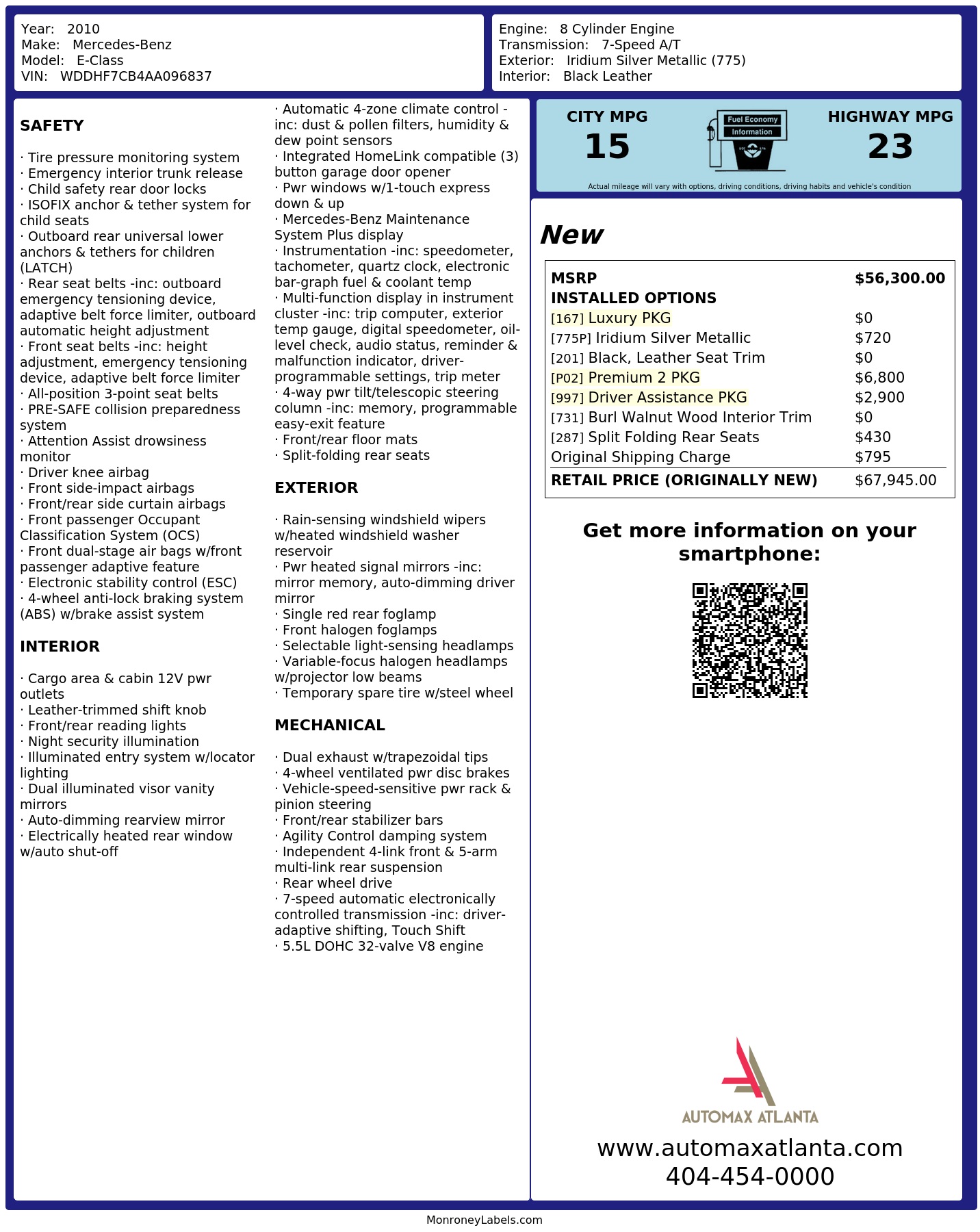 Monroney Label