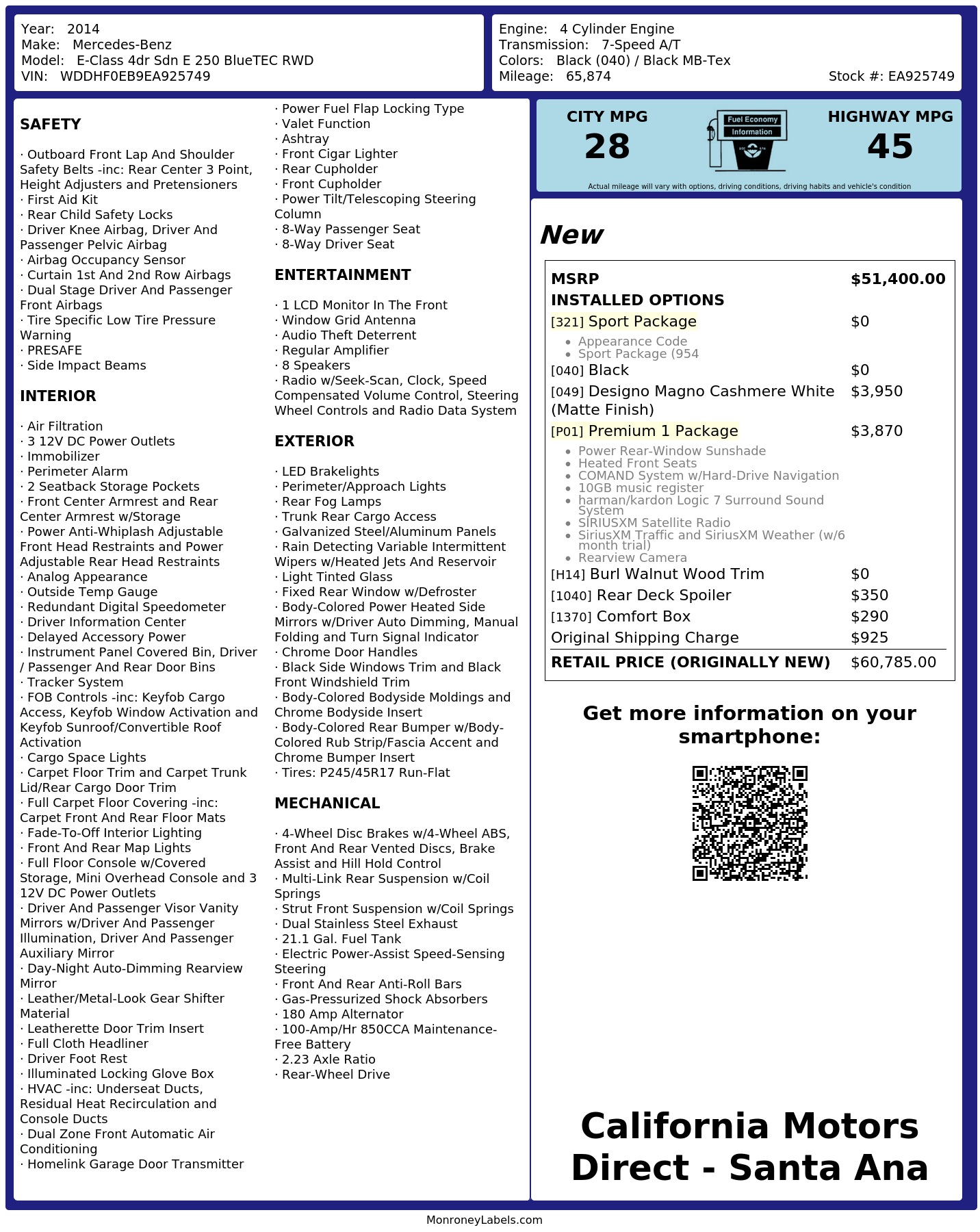 Monroney Label