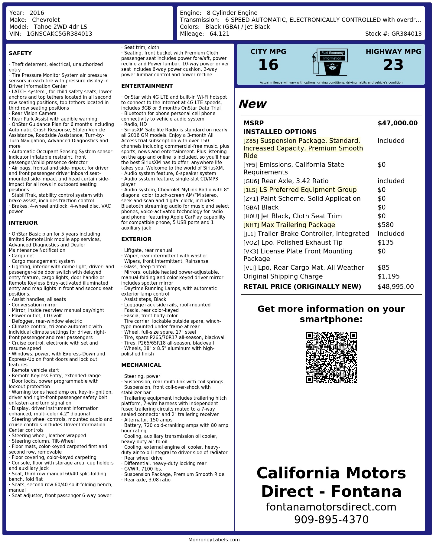 Monroney Label