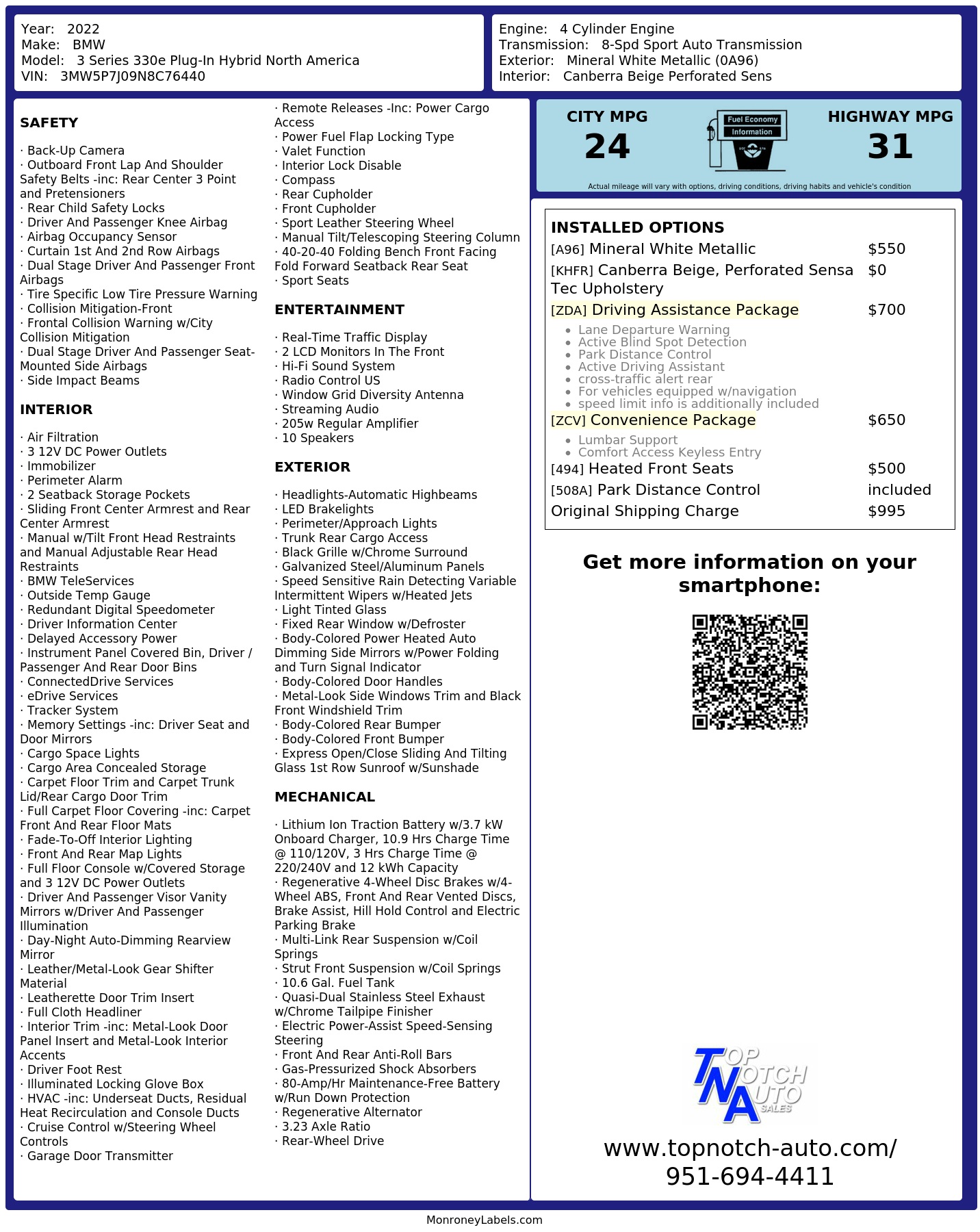 Monroney Label