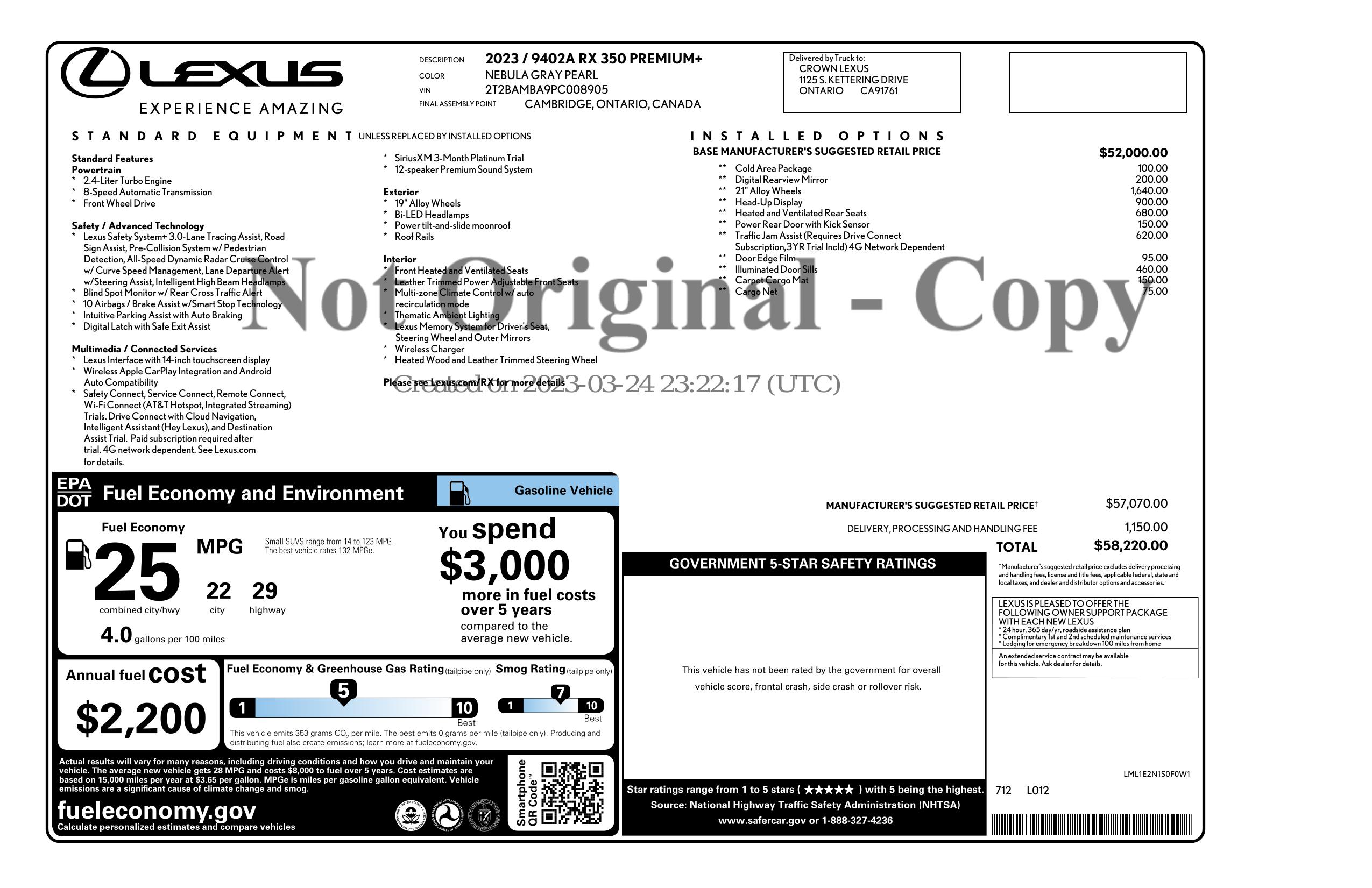 Monroney Label
