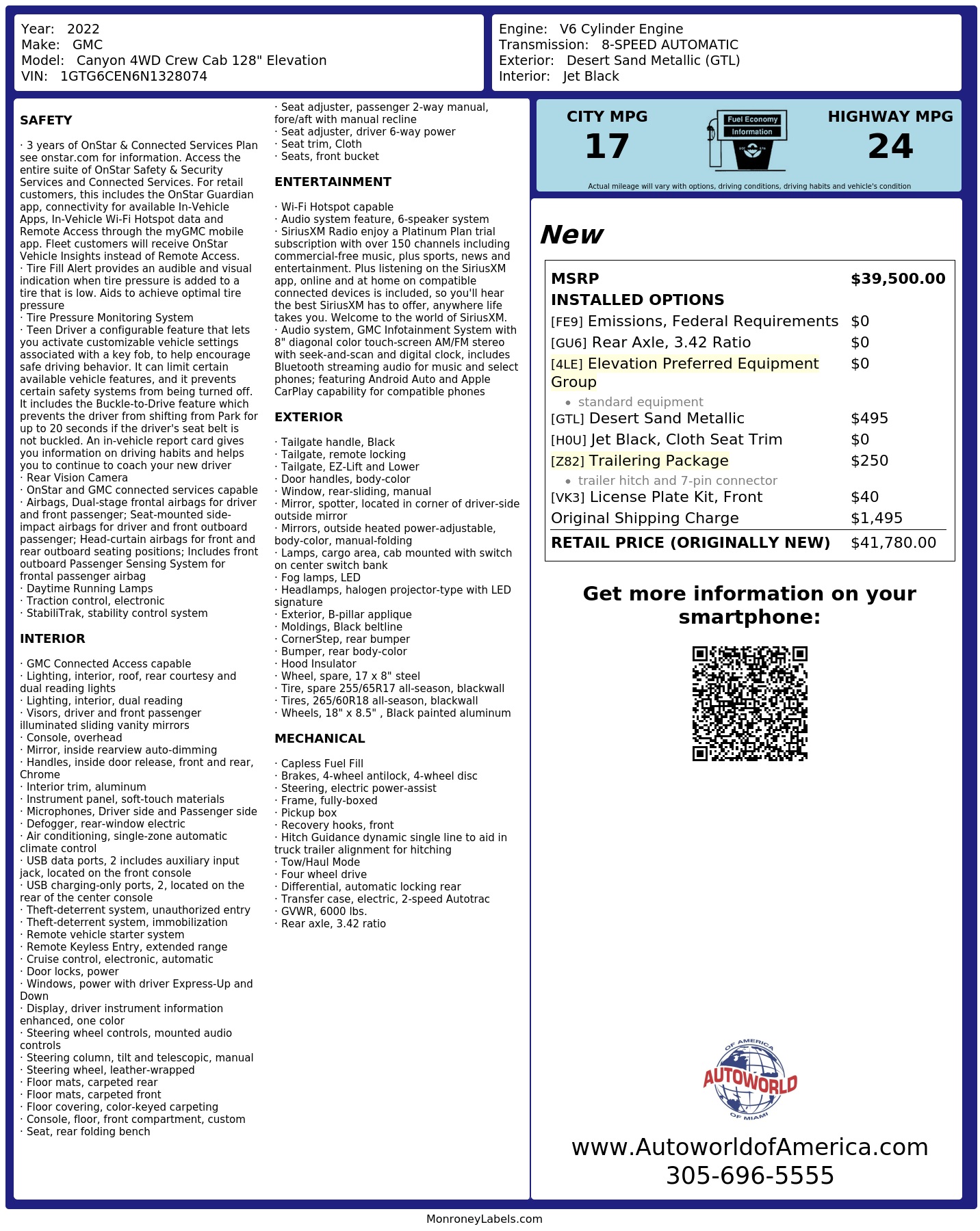 Monroney Label