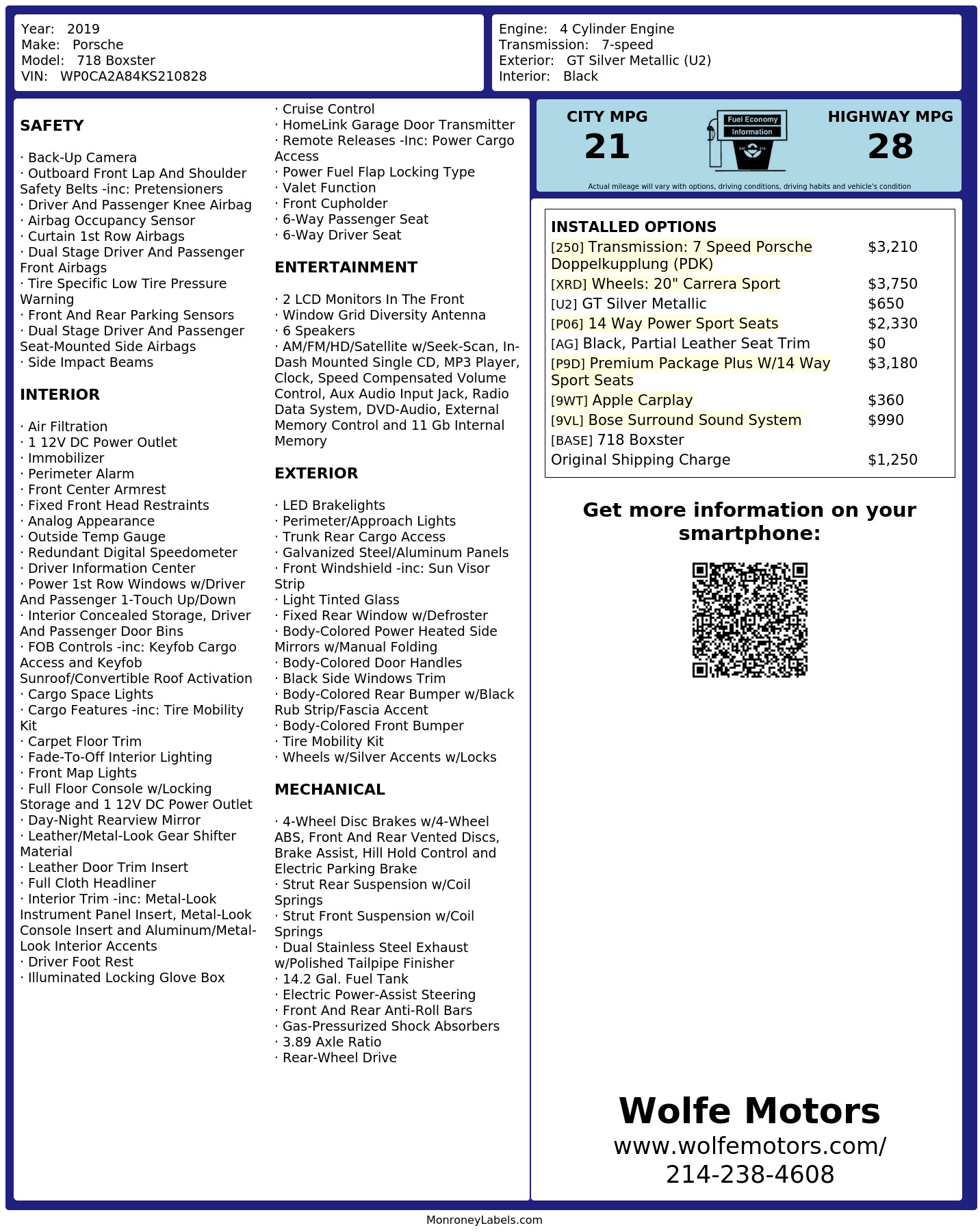 Monroney Label