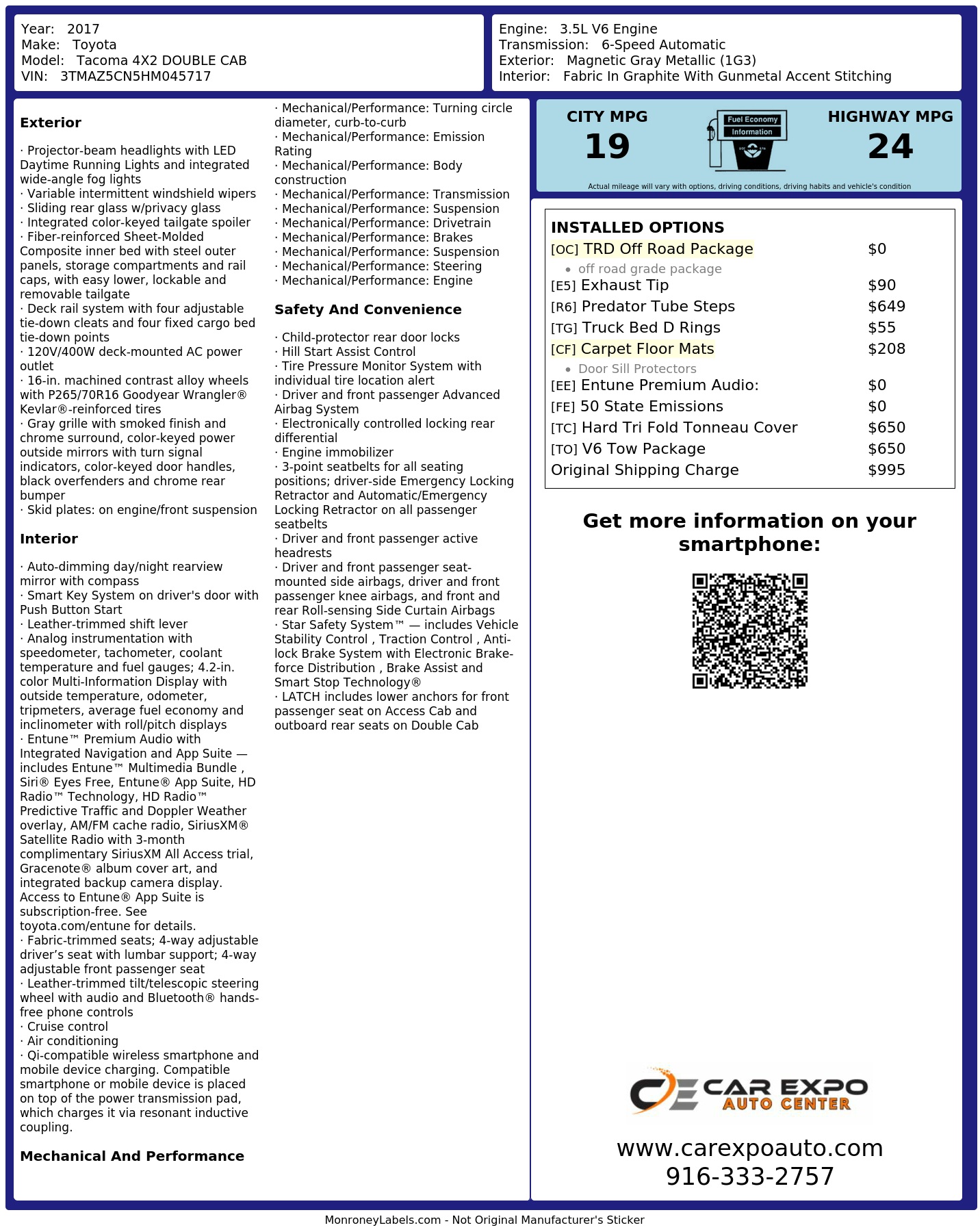 Monroney Label
