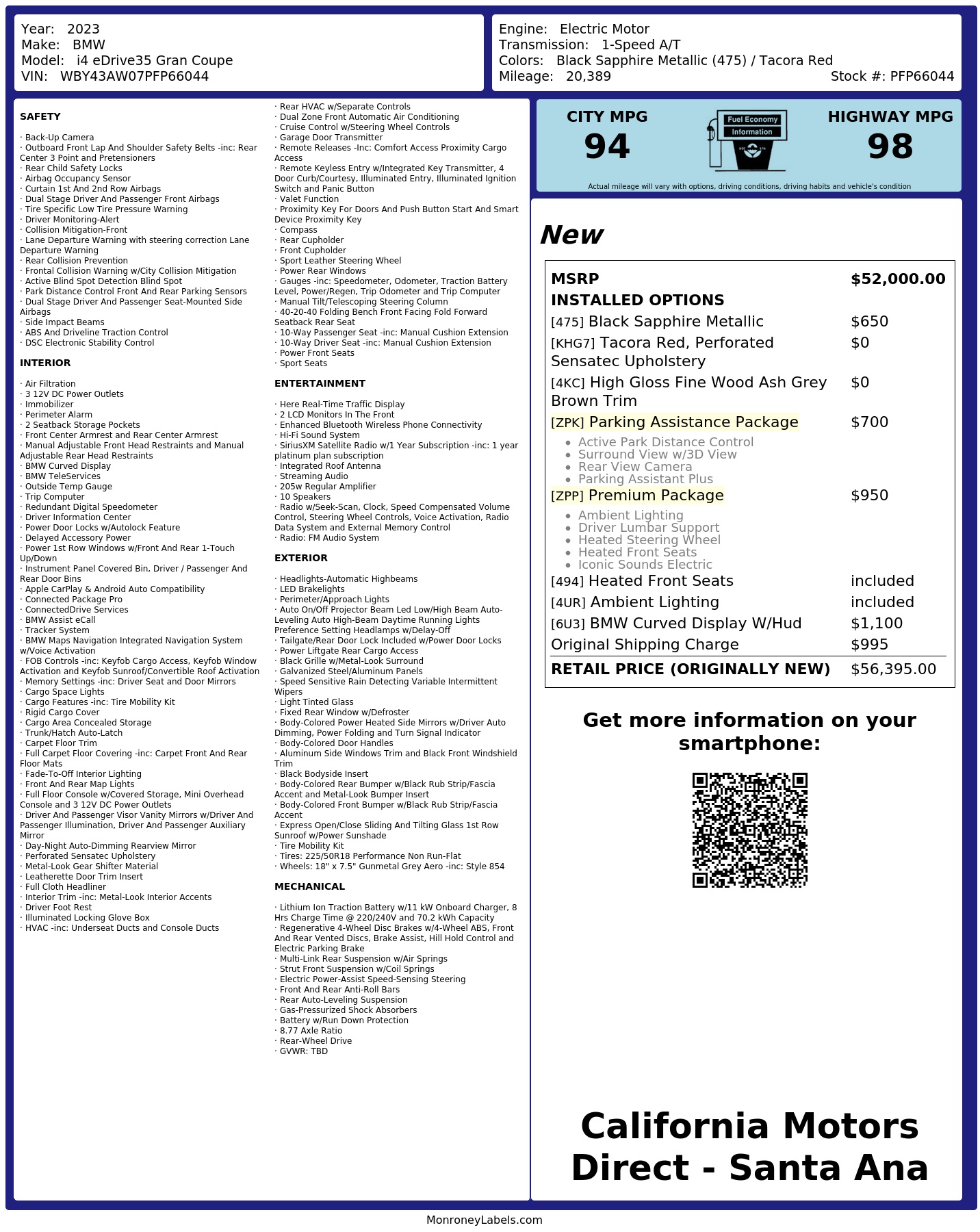 Monroney Label