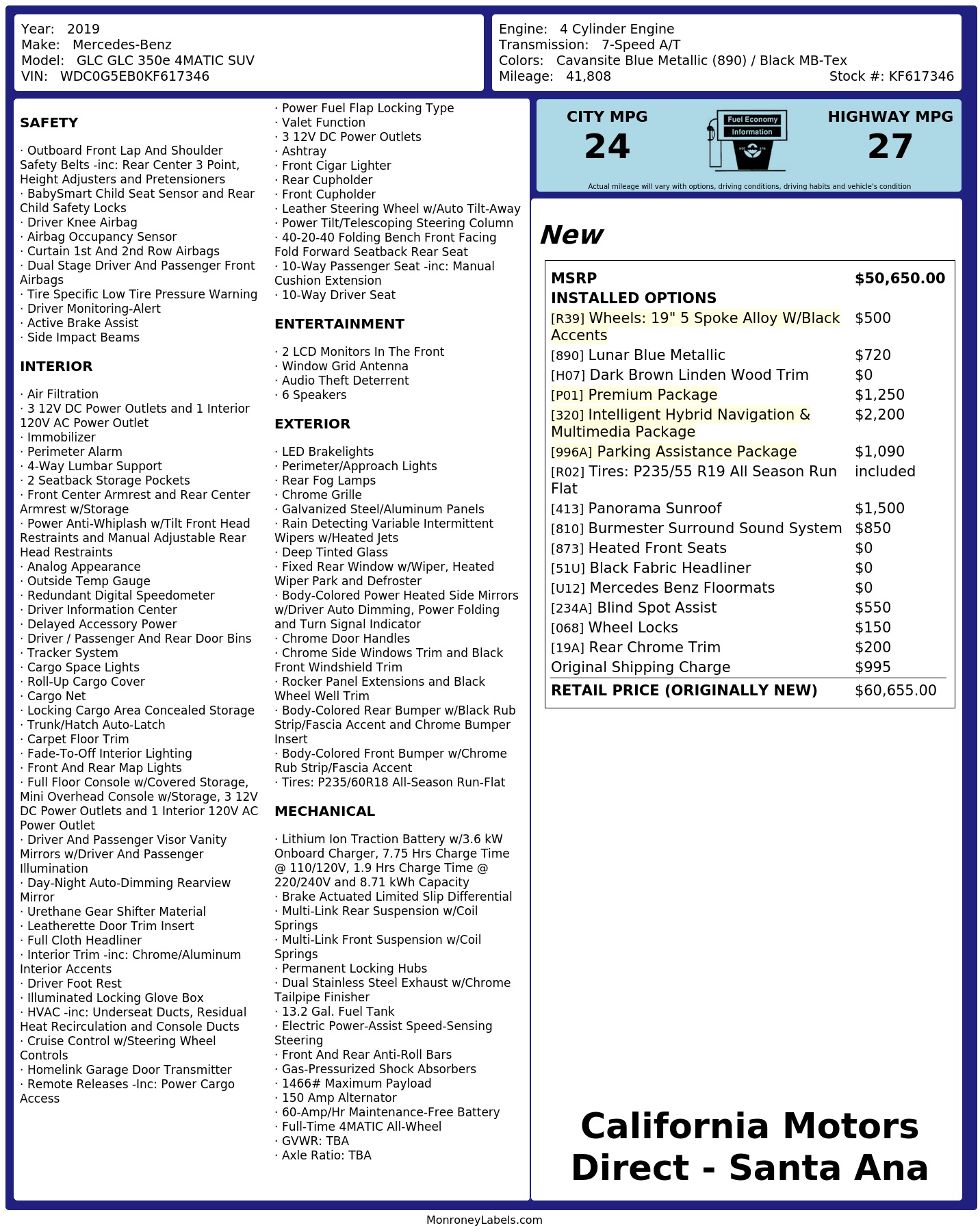 Monroney Label