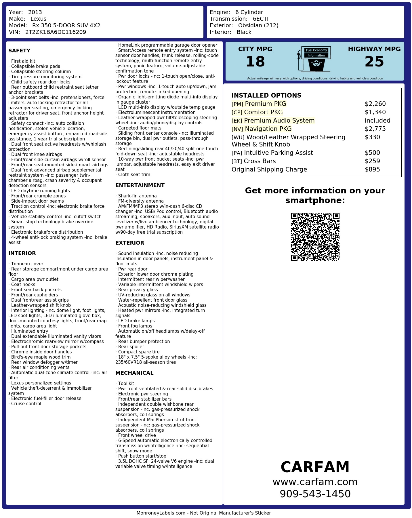 Monroney Label