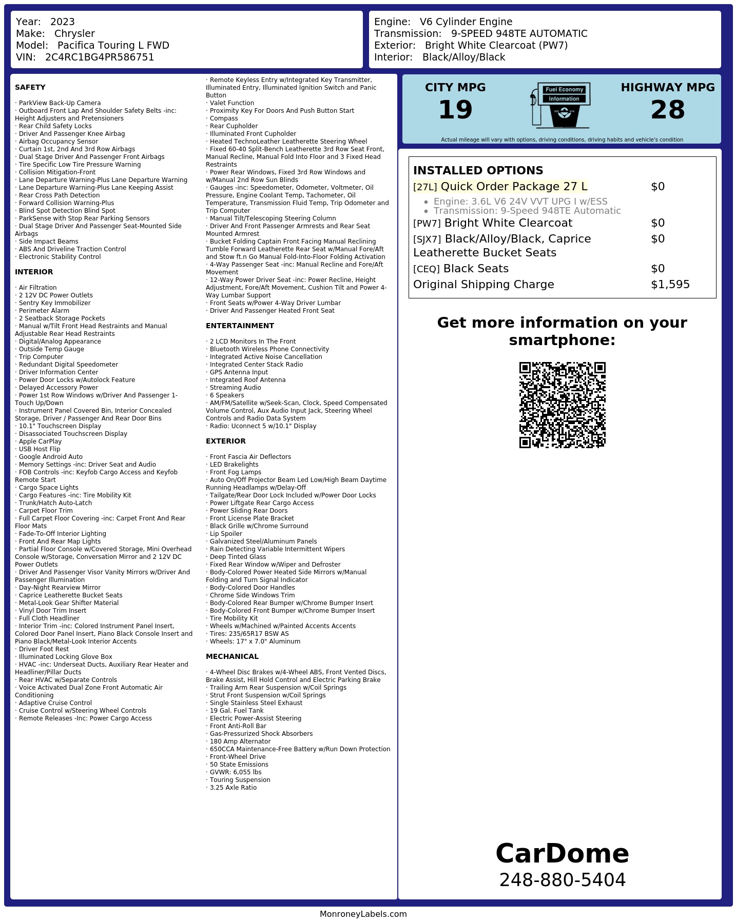 Monroney Label
