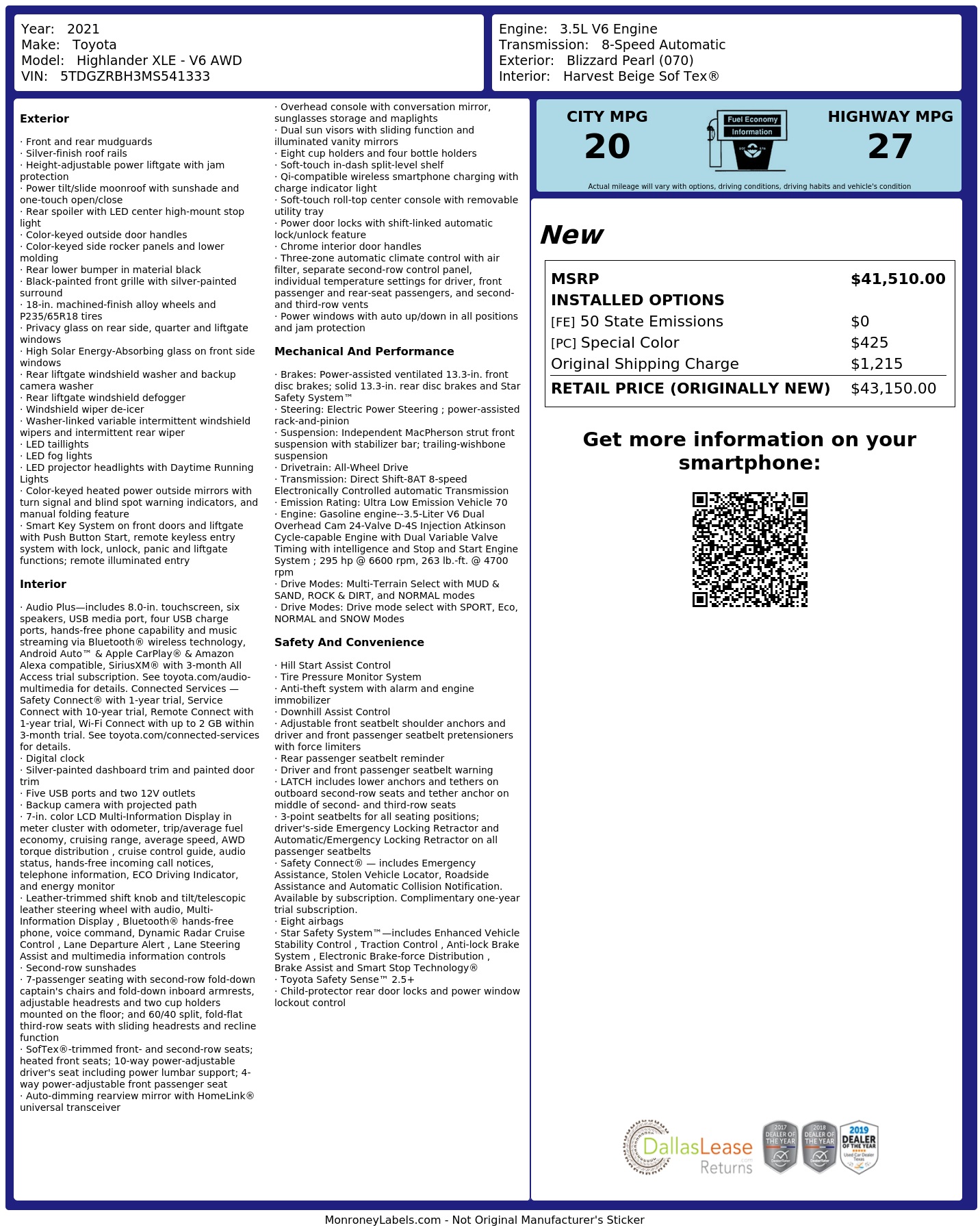 Monroney Label