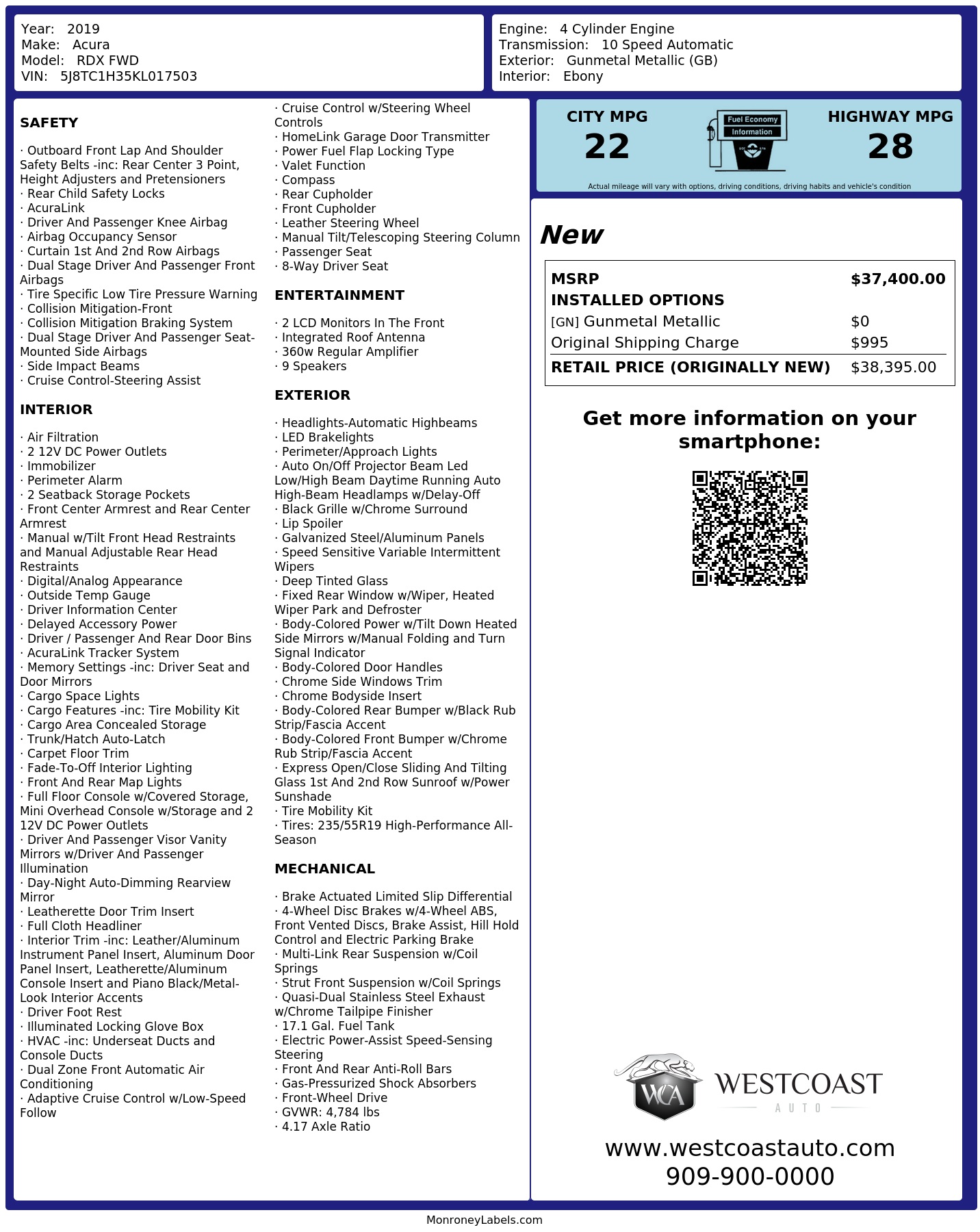Monroney Label