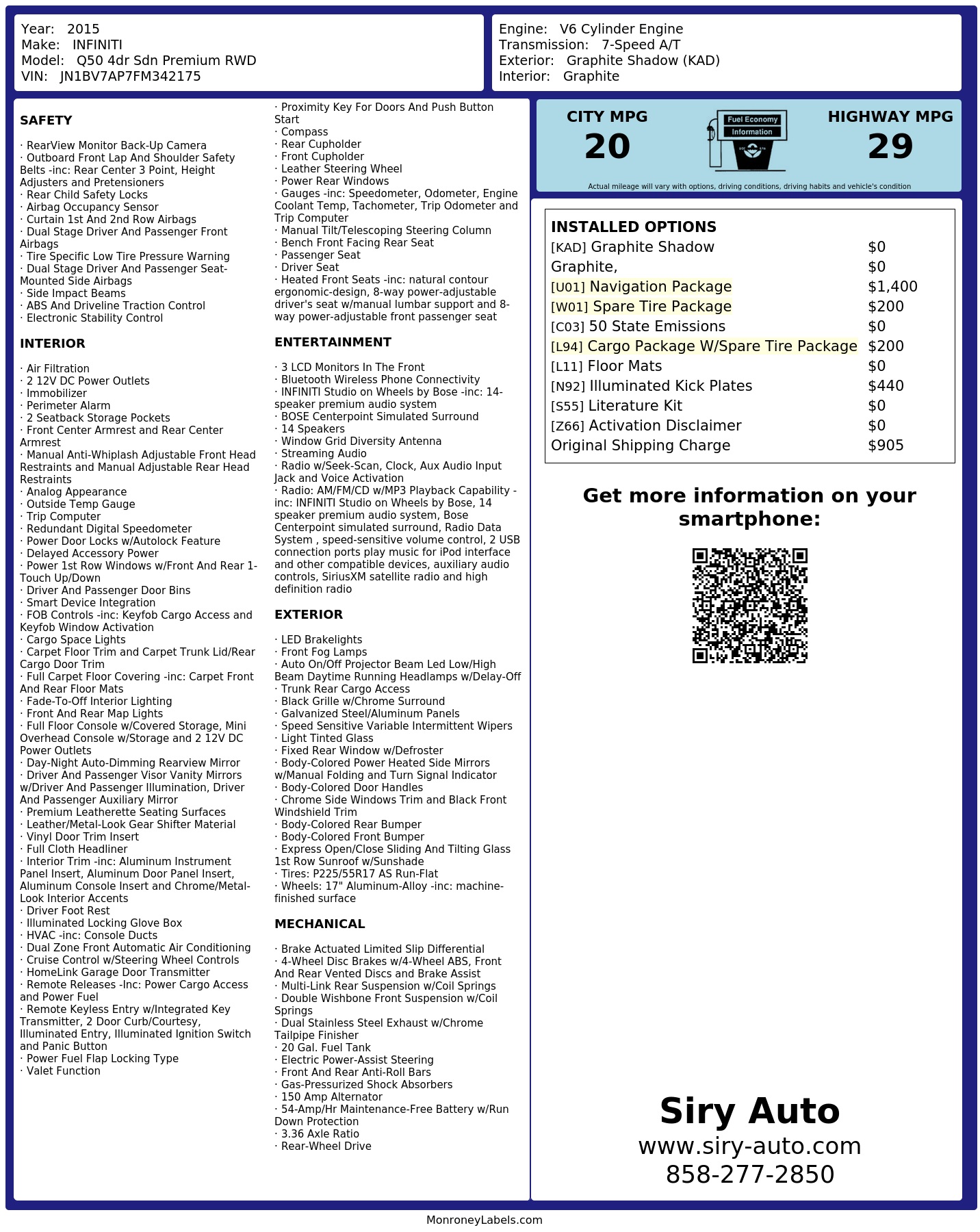 Monroney Label