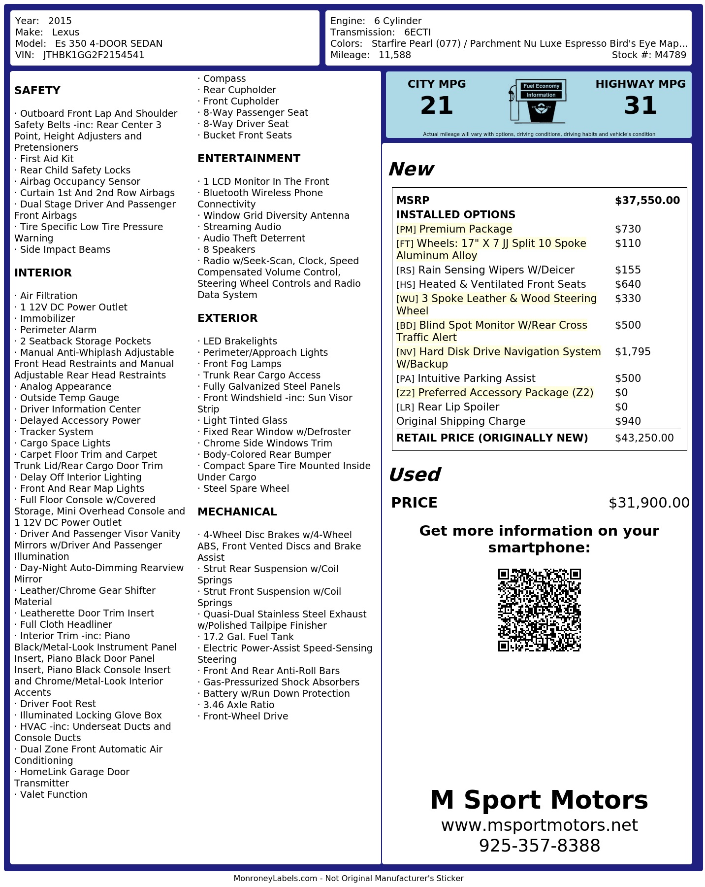 Monroney Label