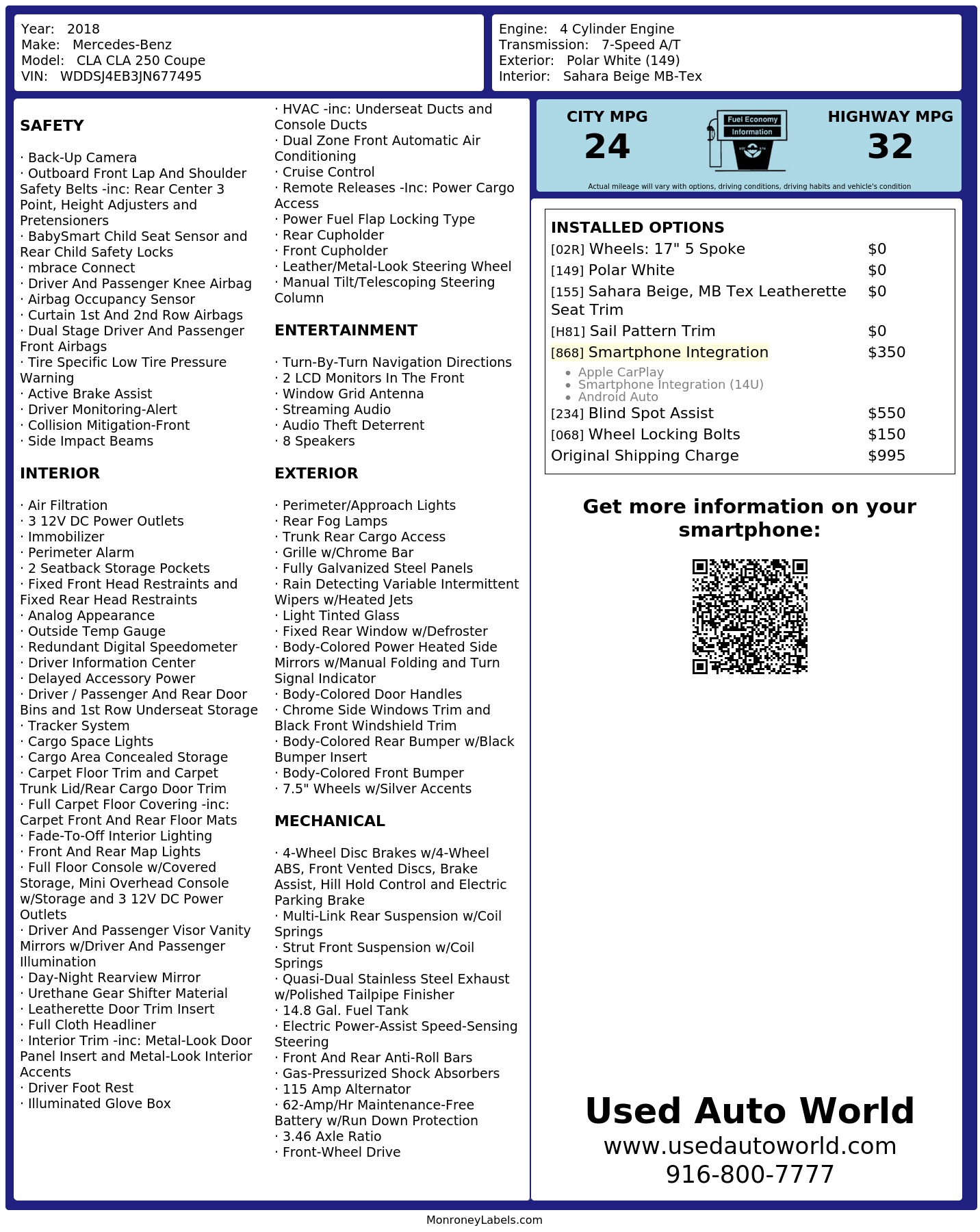 Monroney Label