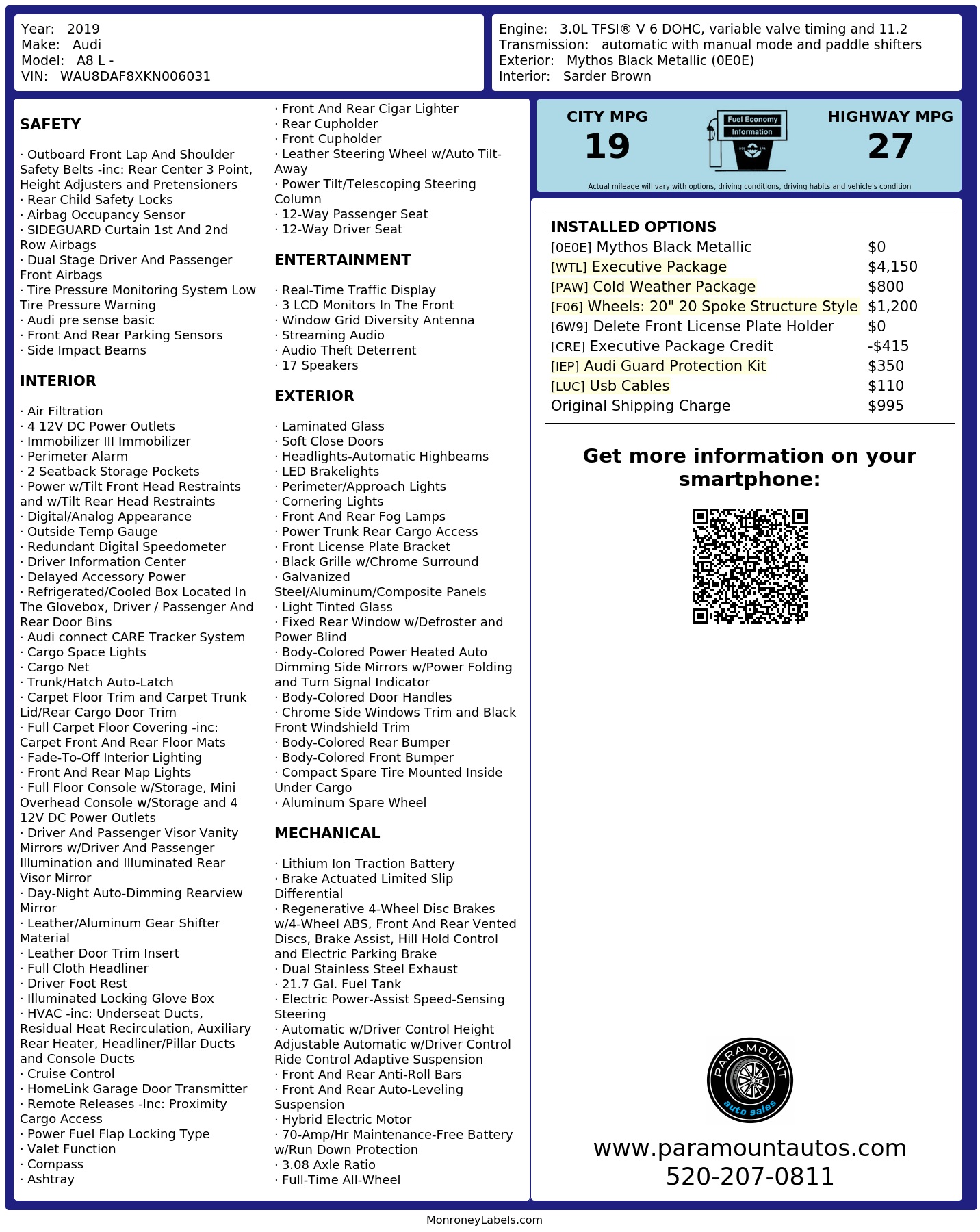 Monroney Label