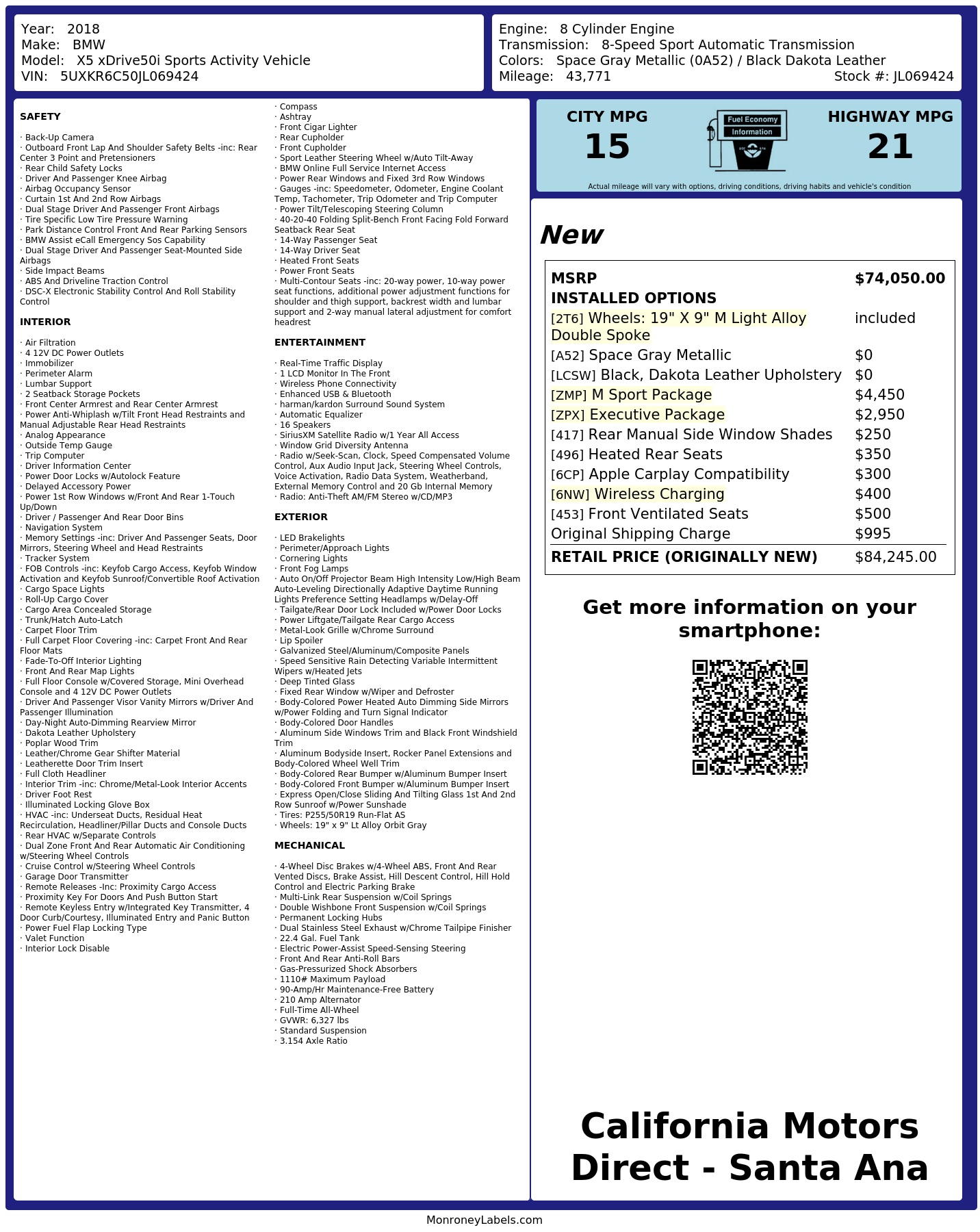 Monroney Label