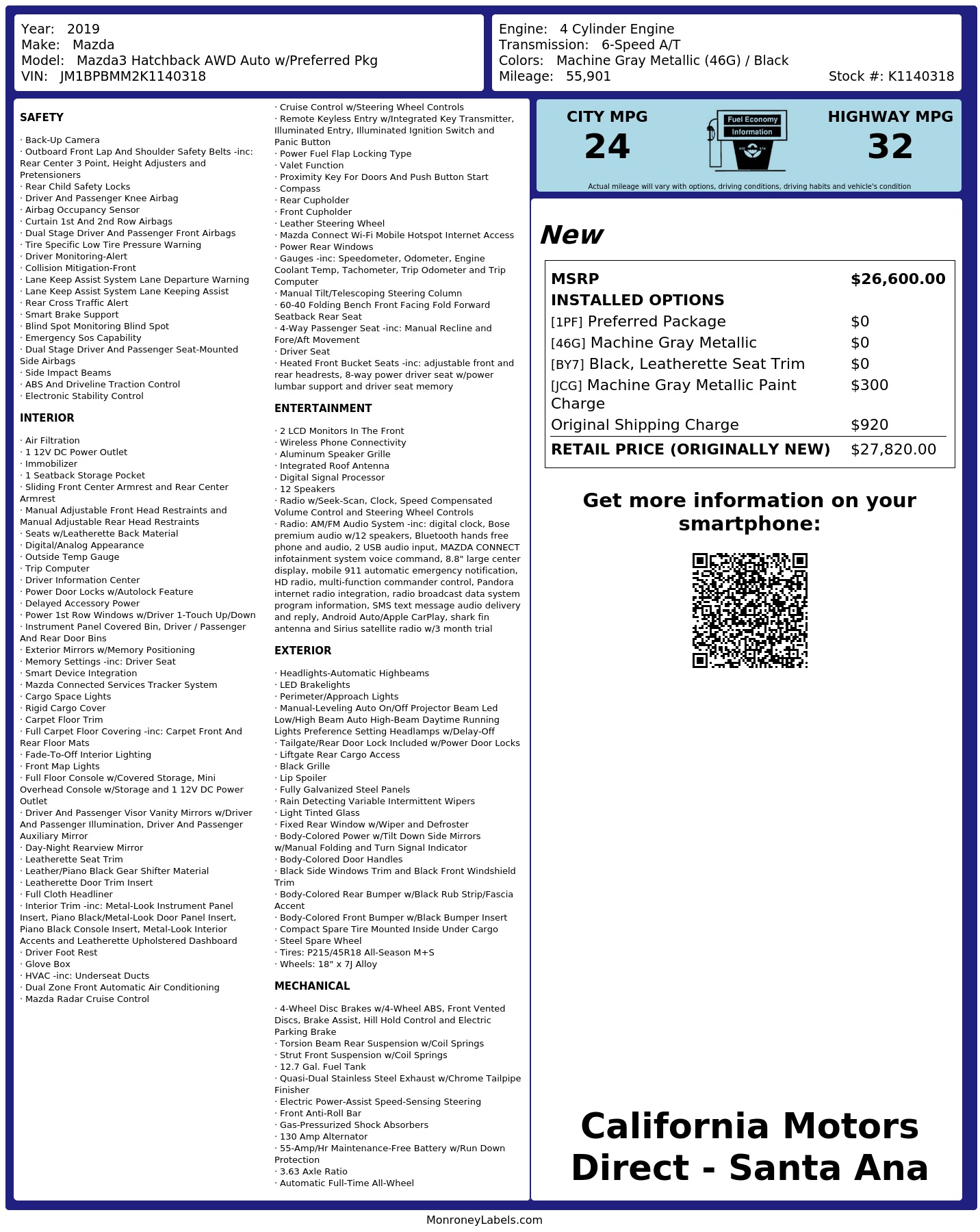 Monroney Label