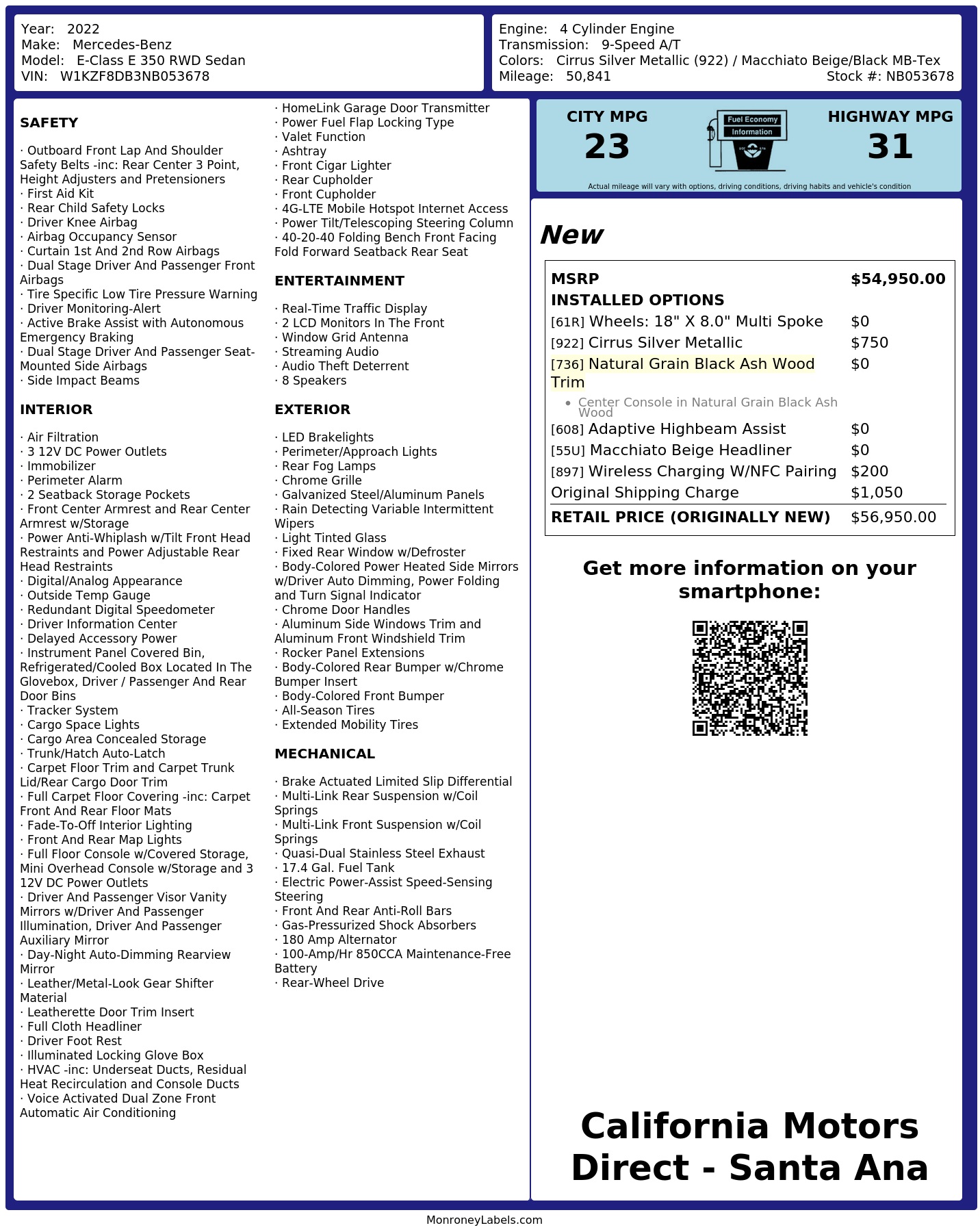 Monroney Label