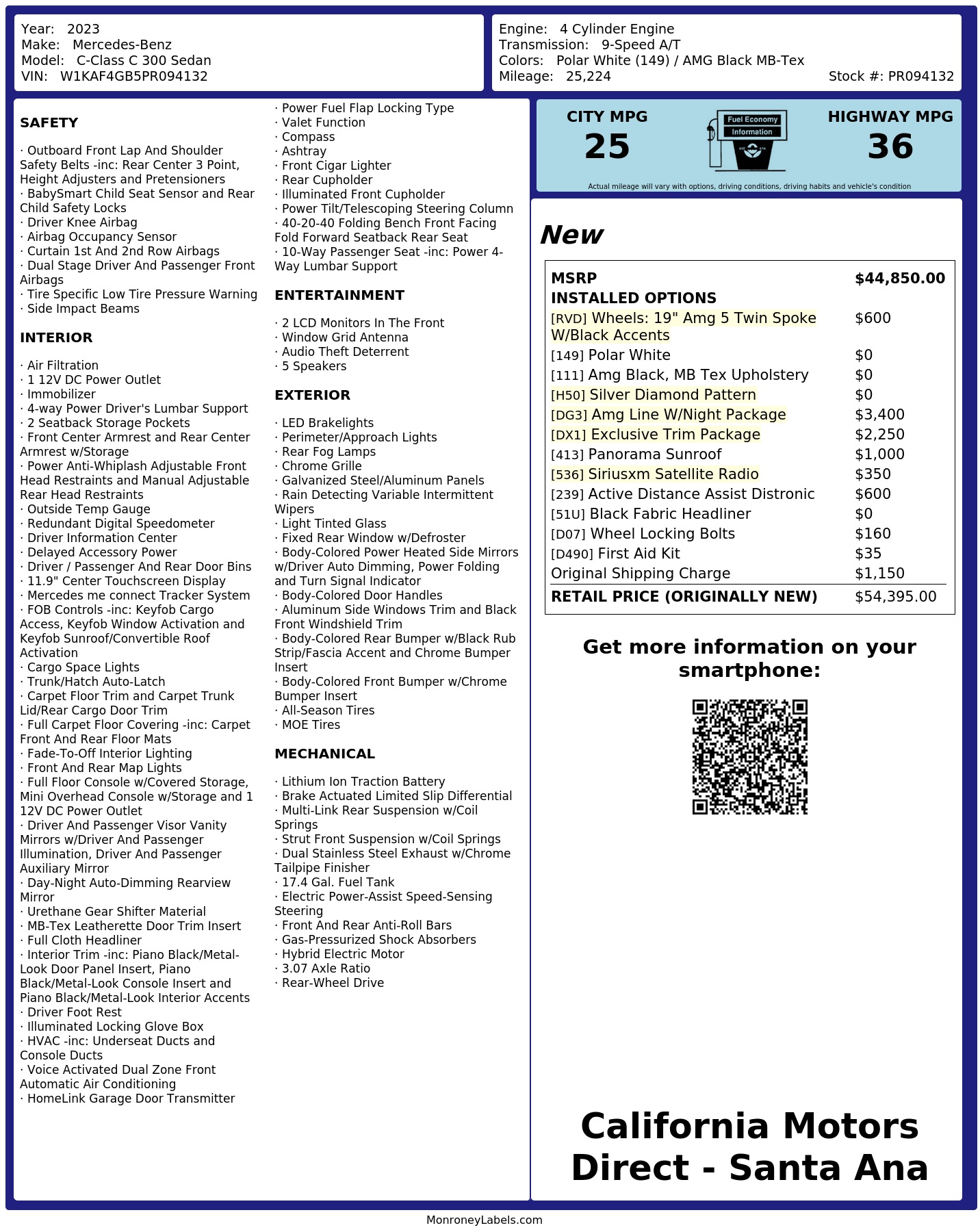 Monroney Label