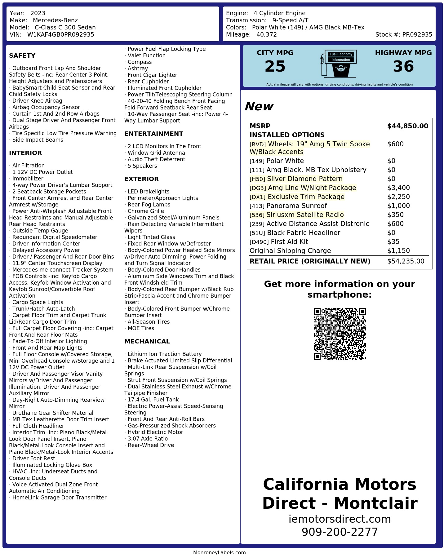 Monroney Label