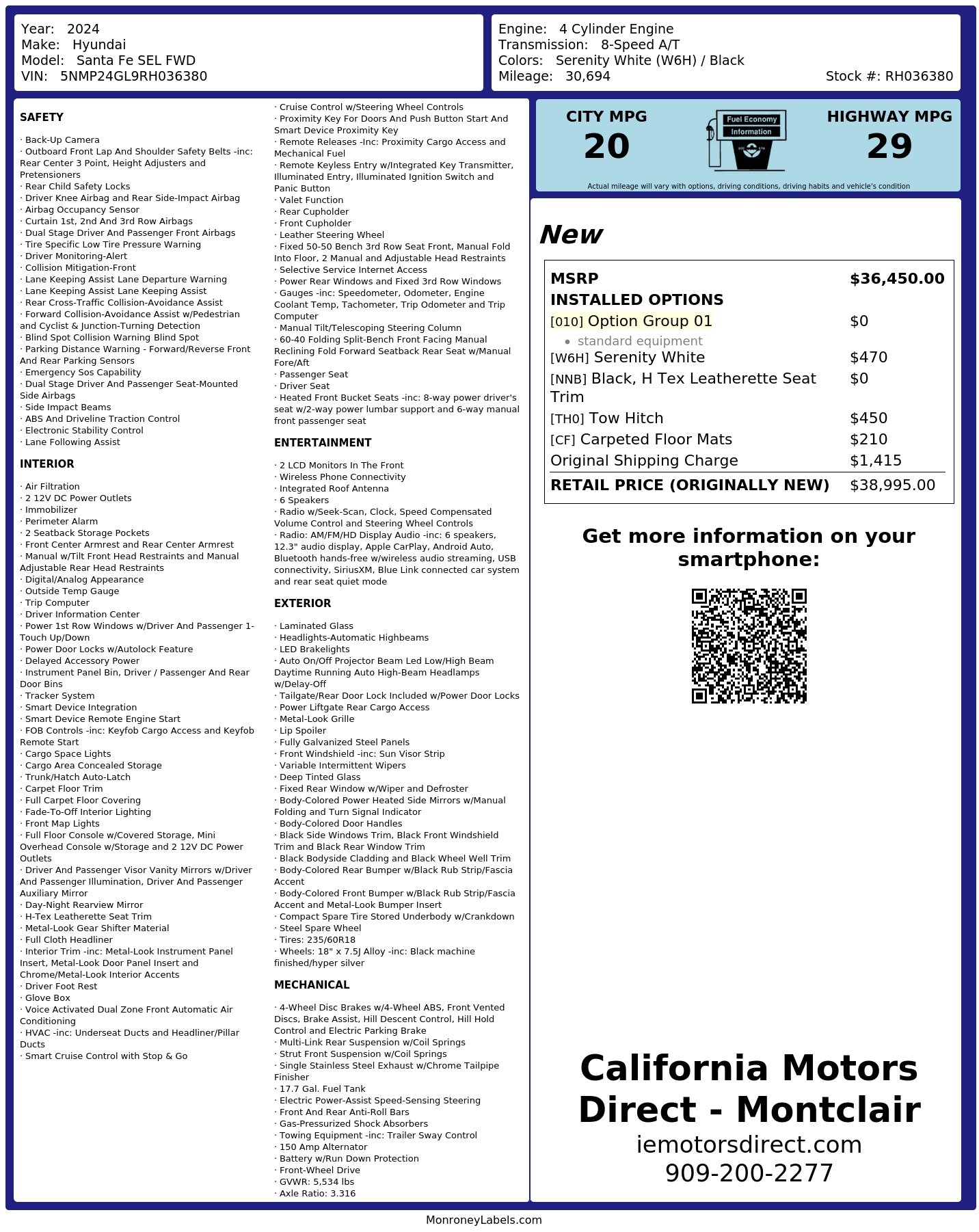 Monroney Label
