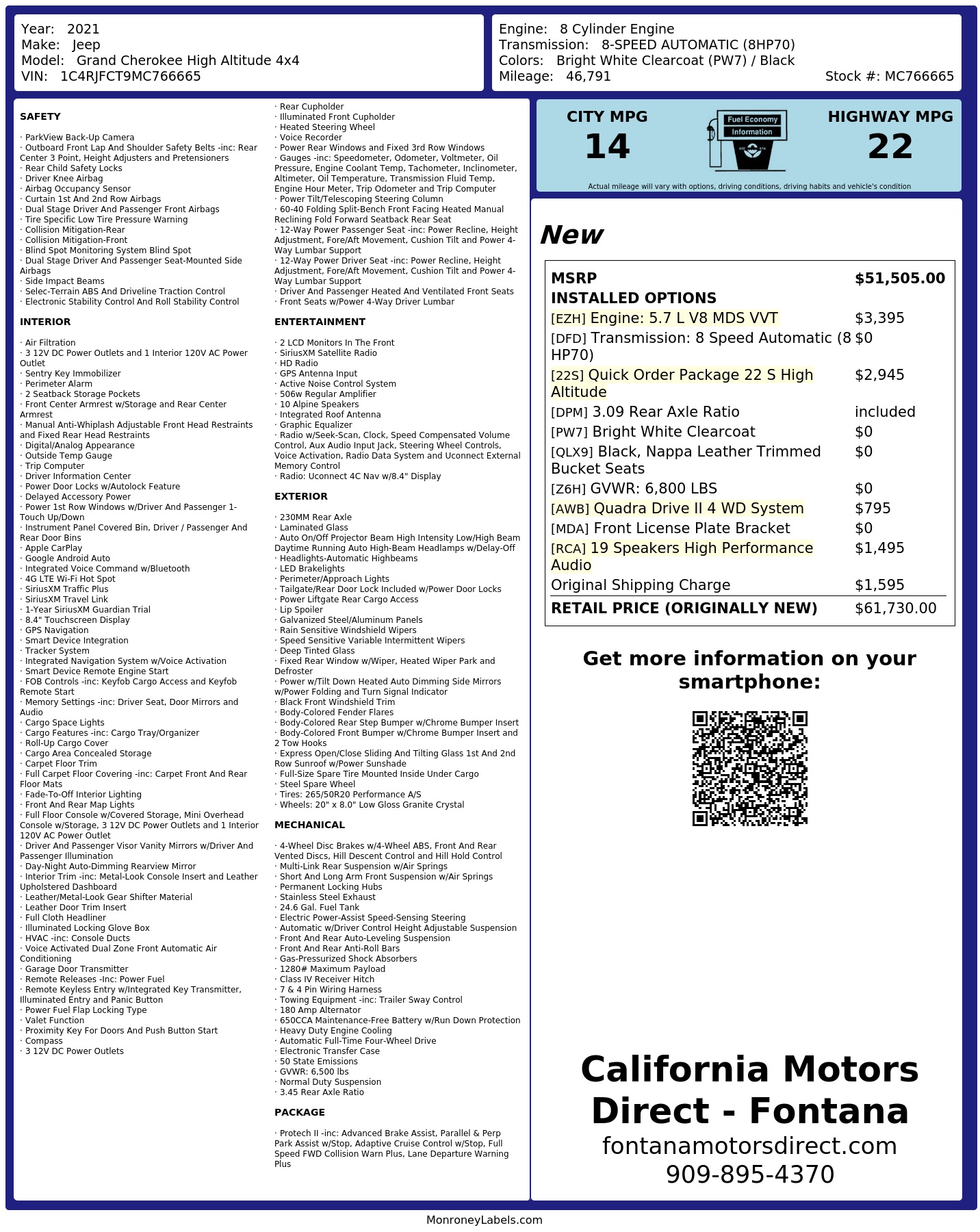 Monroney Label
