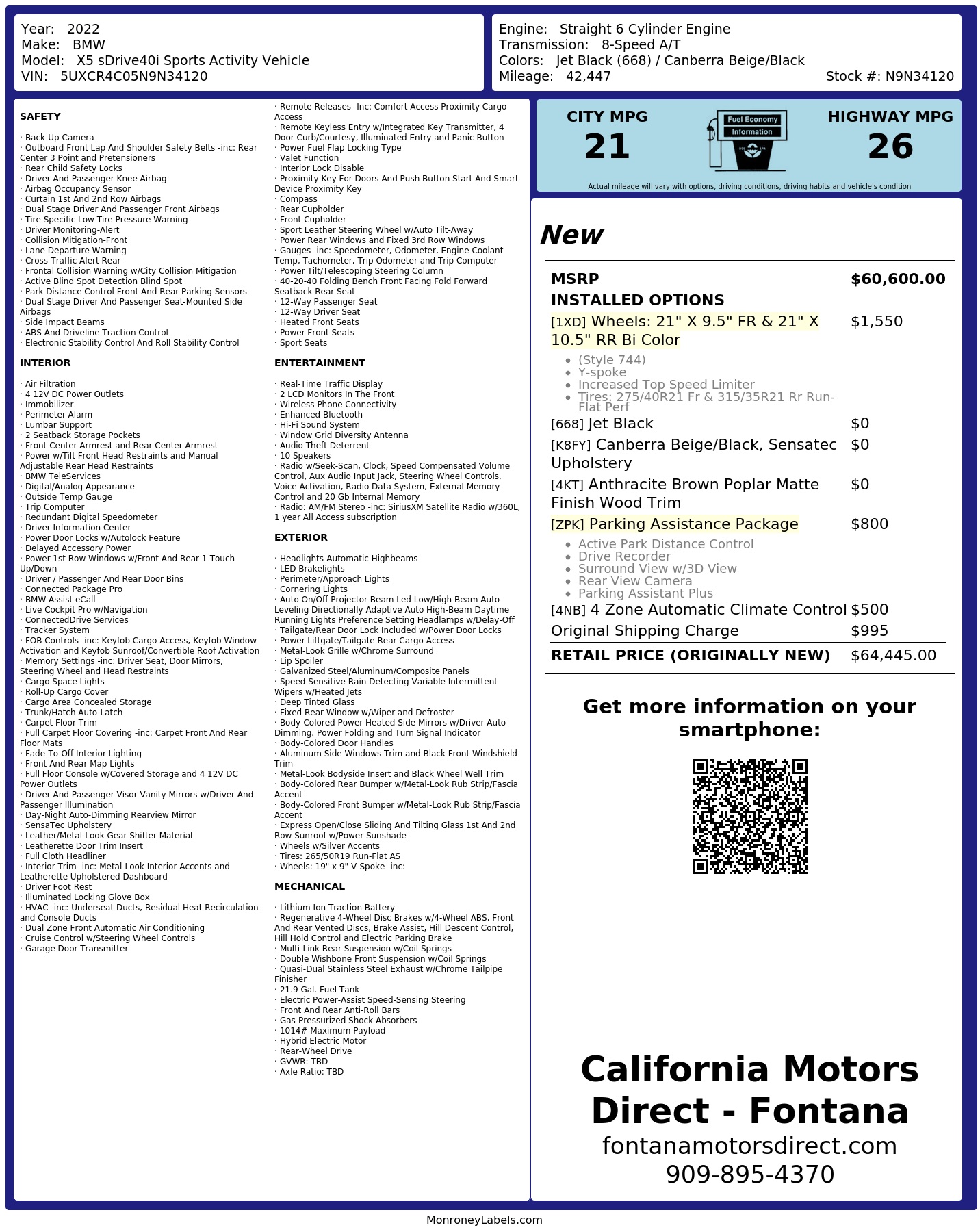 Monroney Label