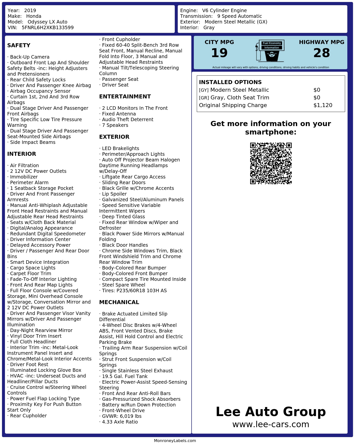 Monroney Label