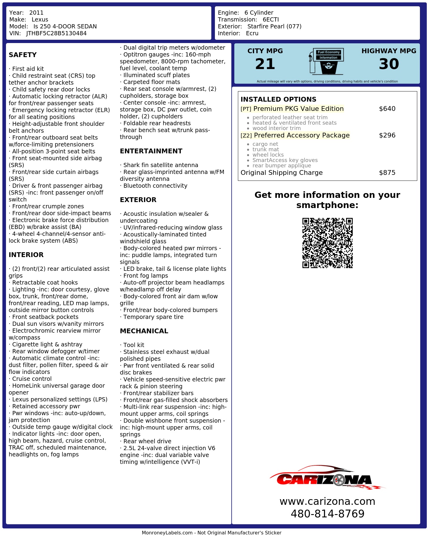 Monroney Label