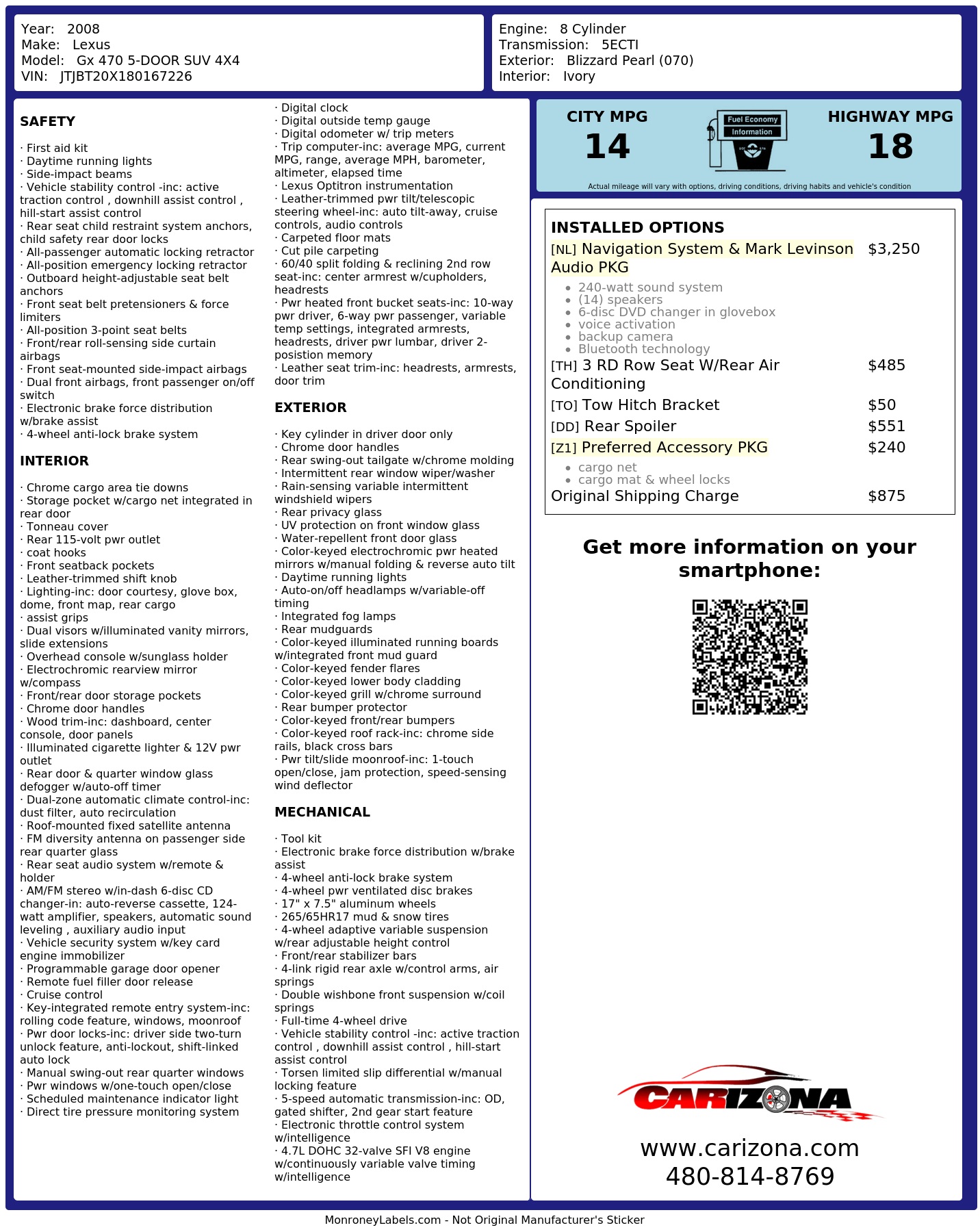 Monroney Label