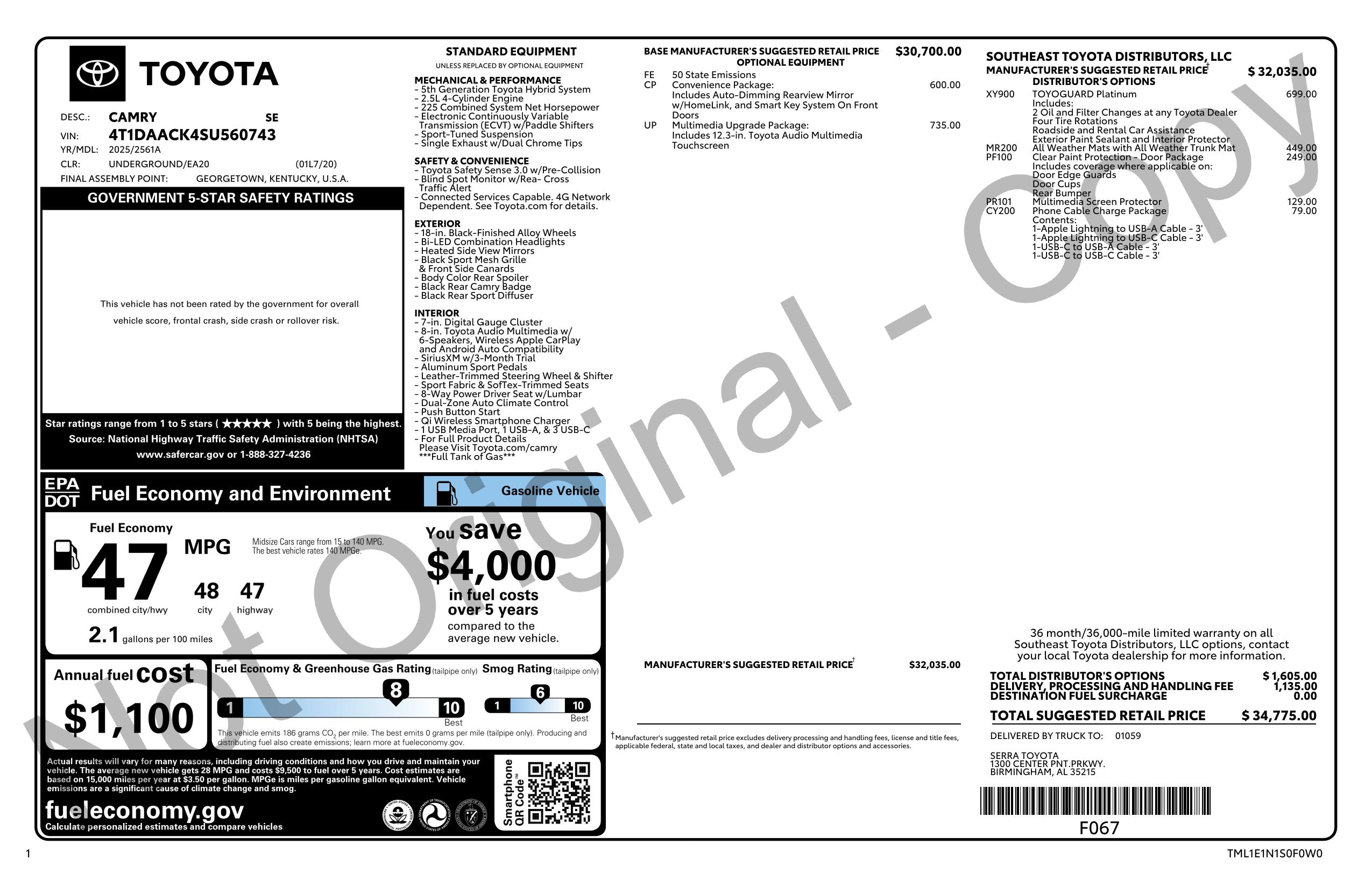 Monroney Label