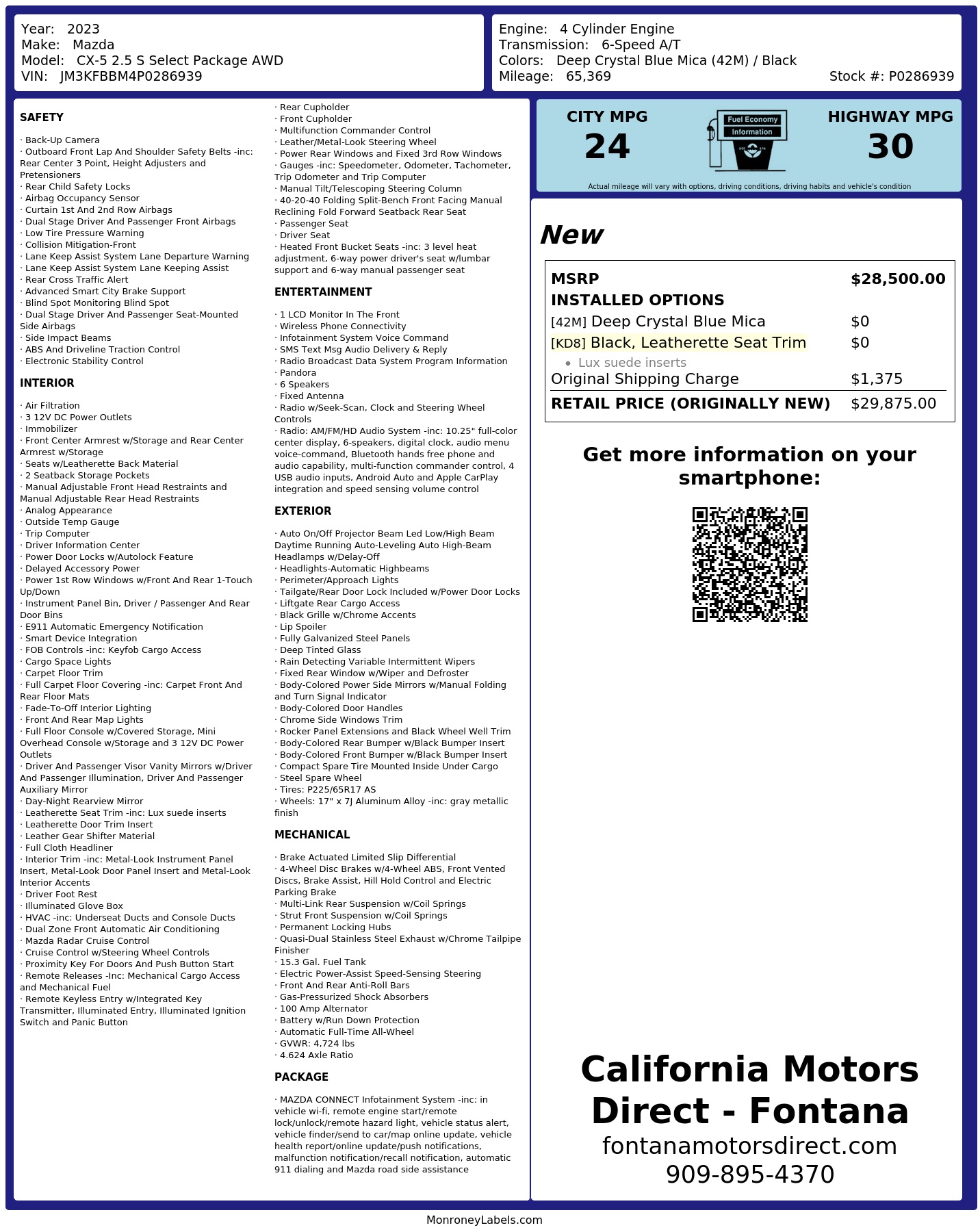 Monroney Label