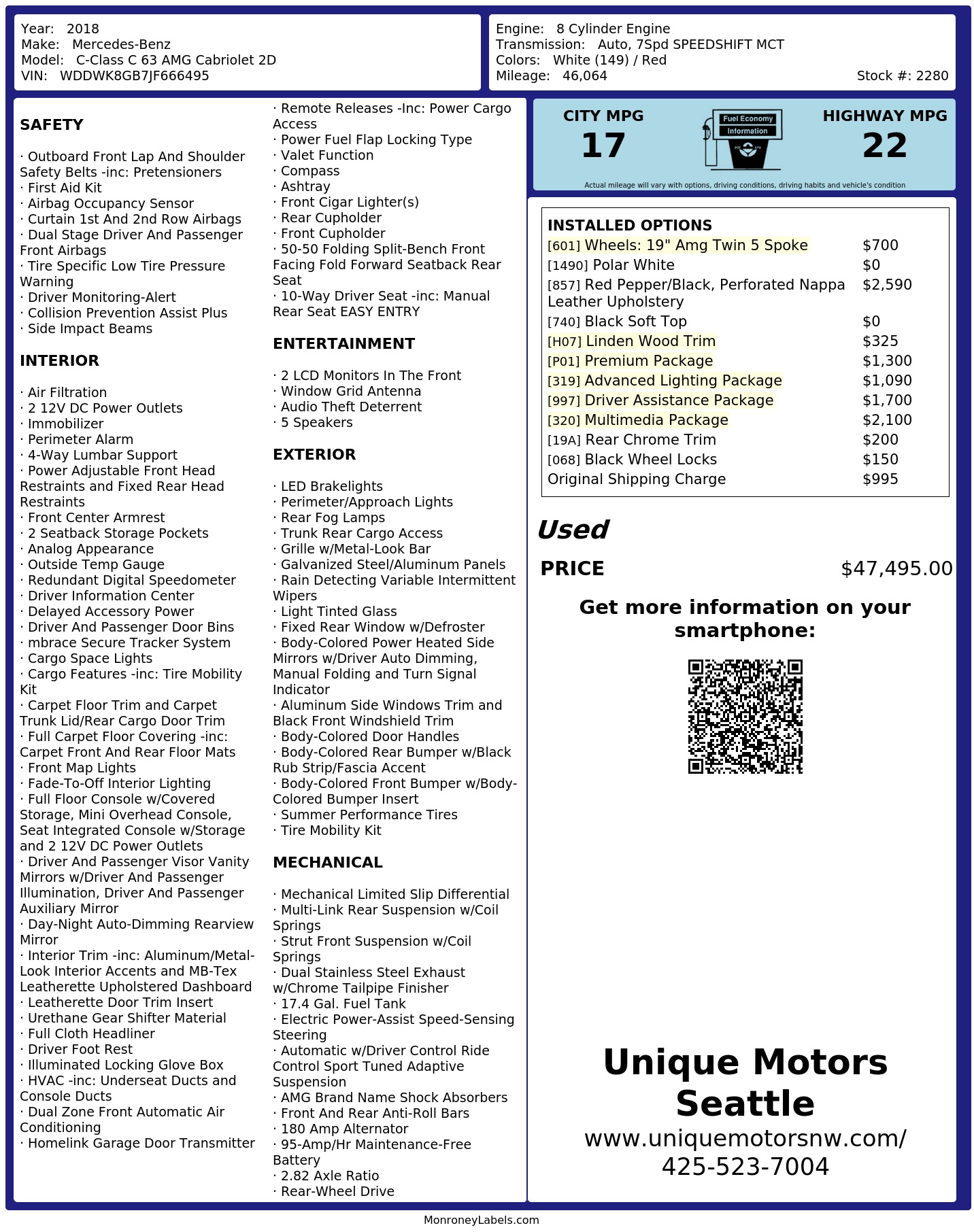 Monroney Label