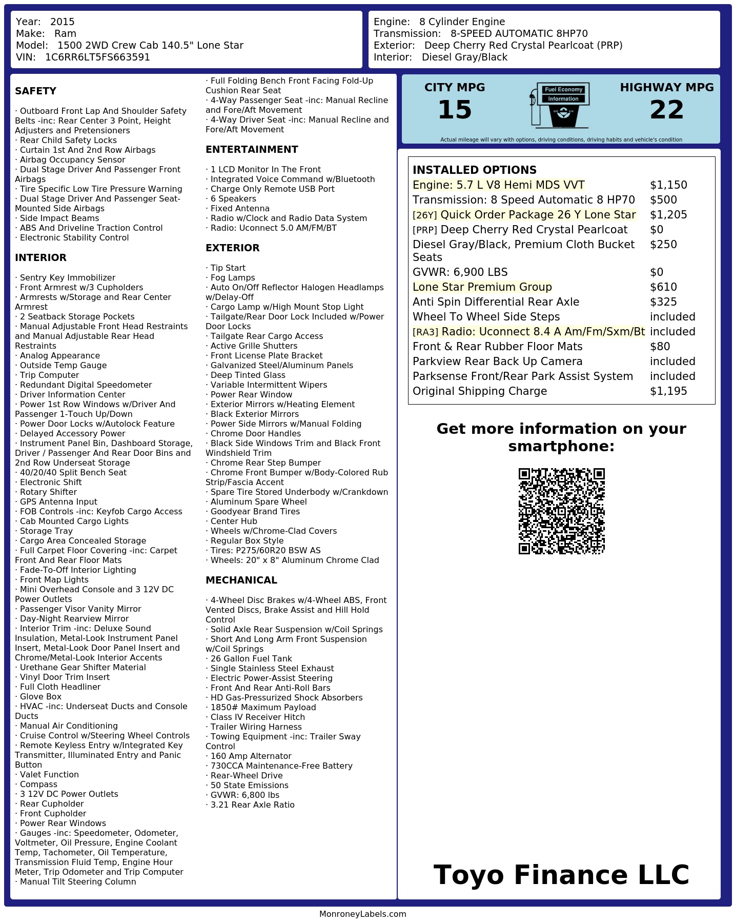 Monroney Label