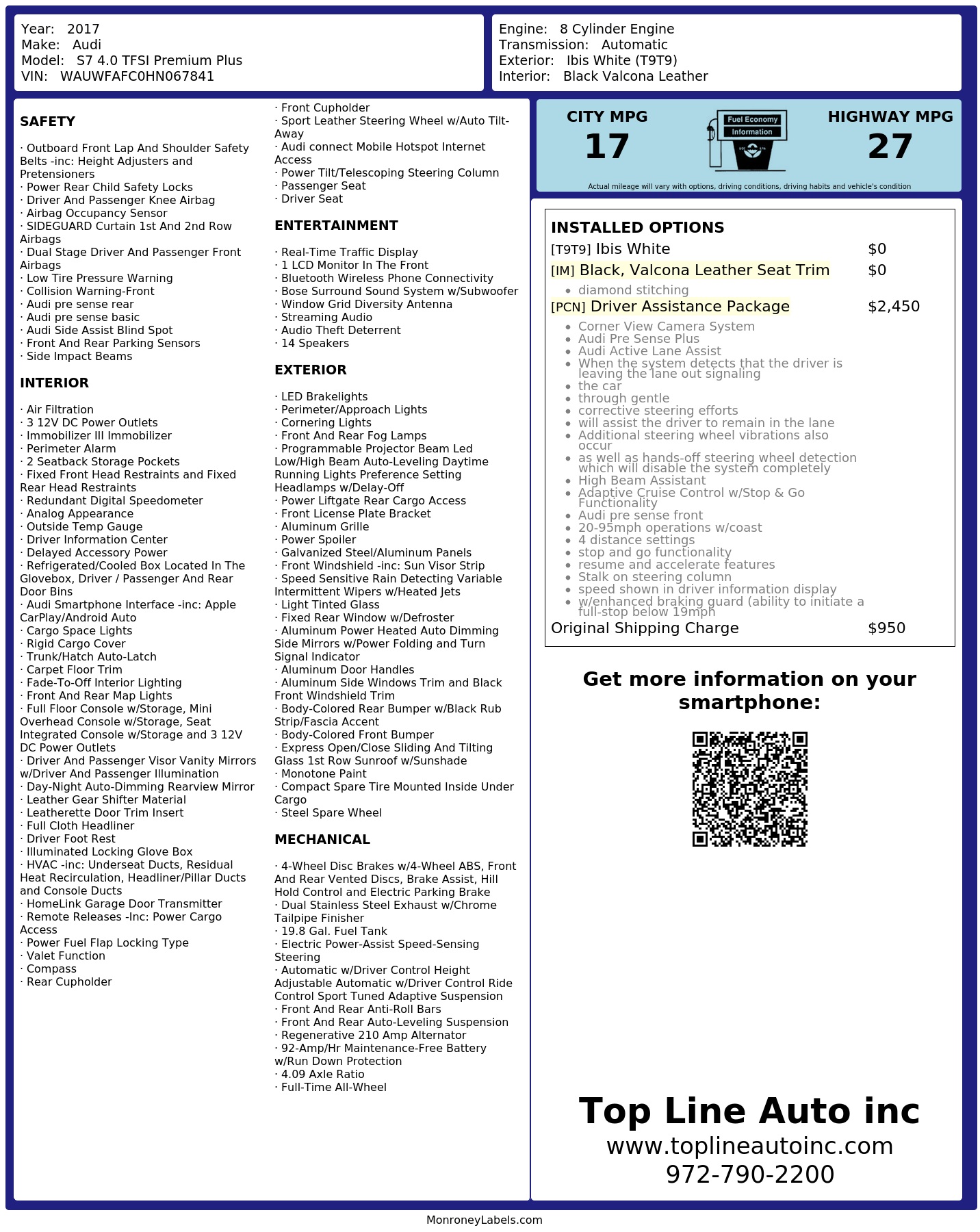 Monroney Label