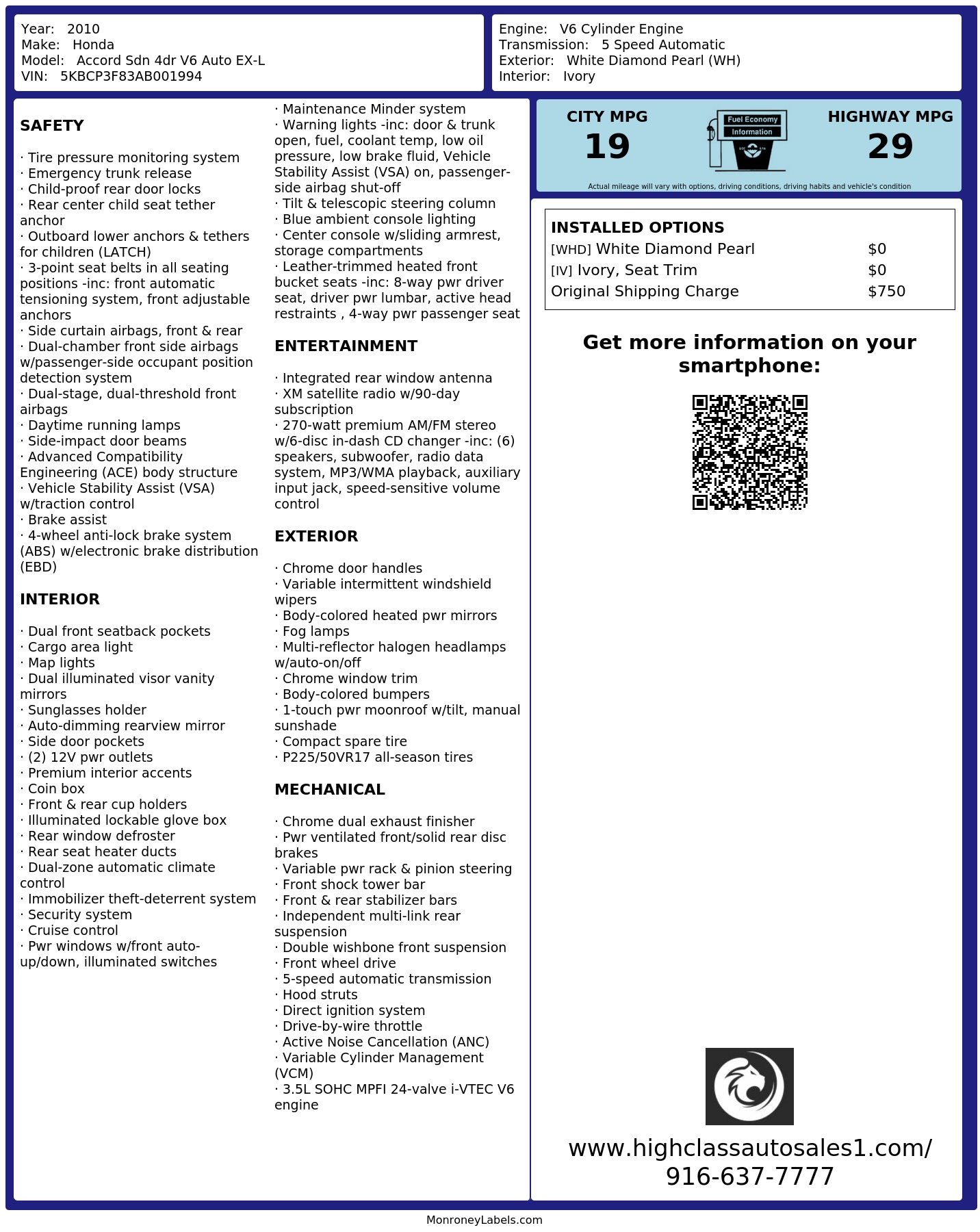 Monroney Label