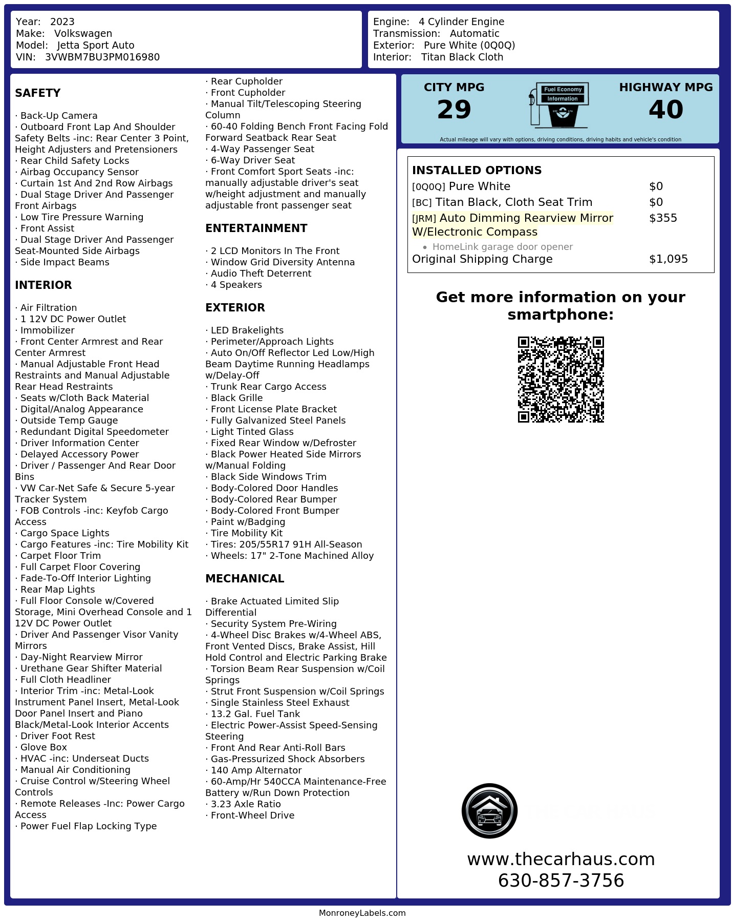 Monroney Label