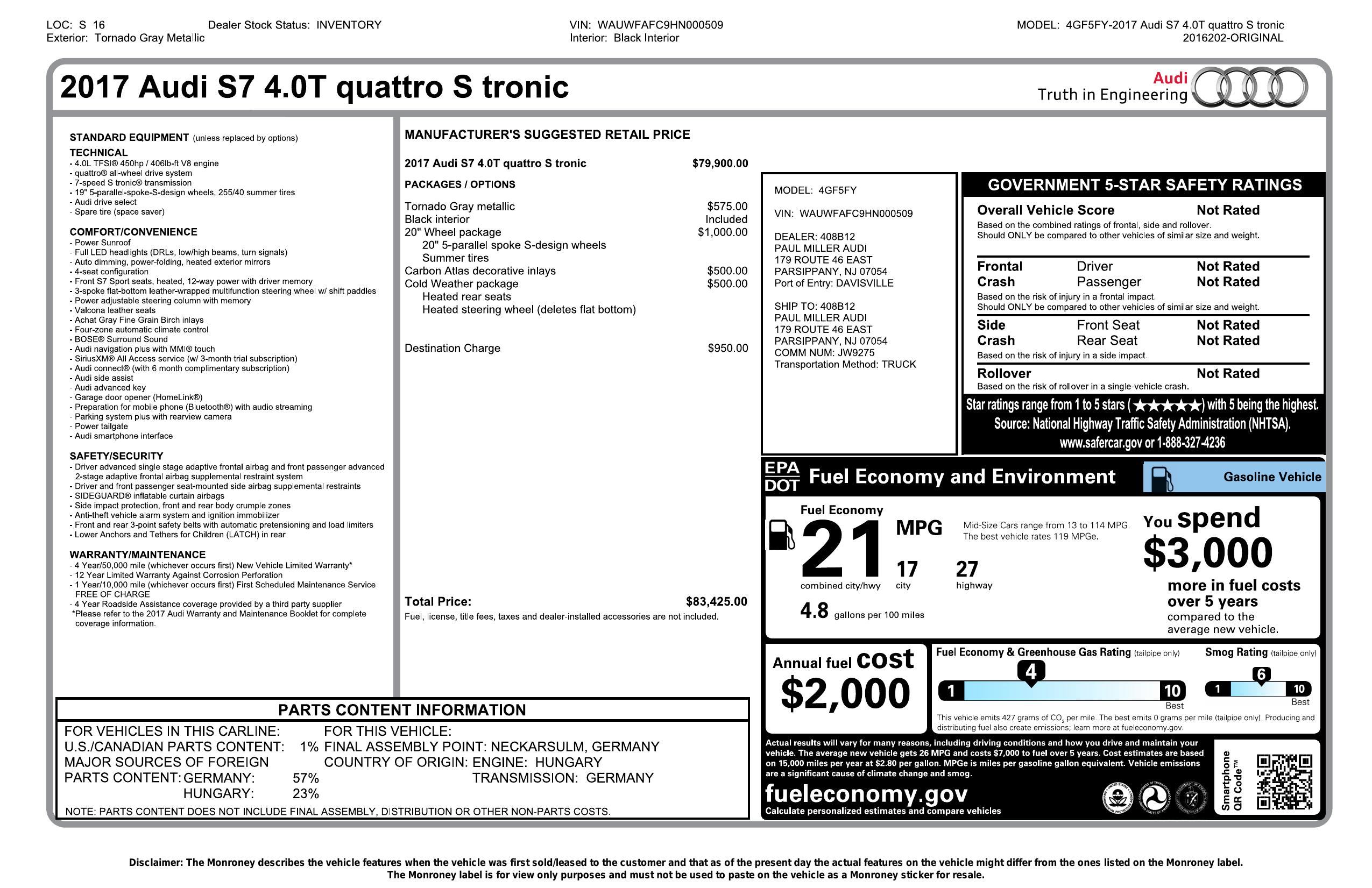Monroney Label