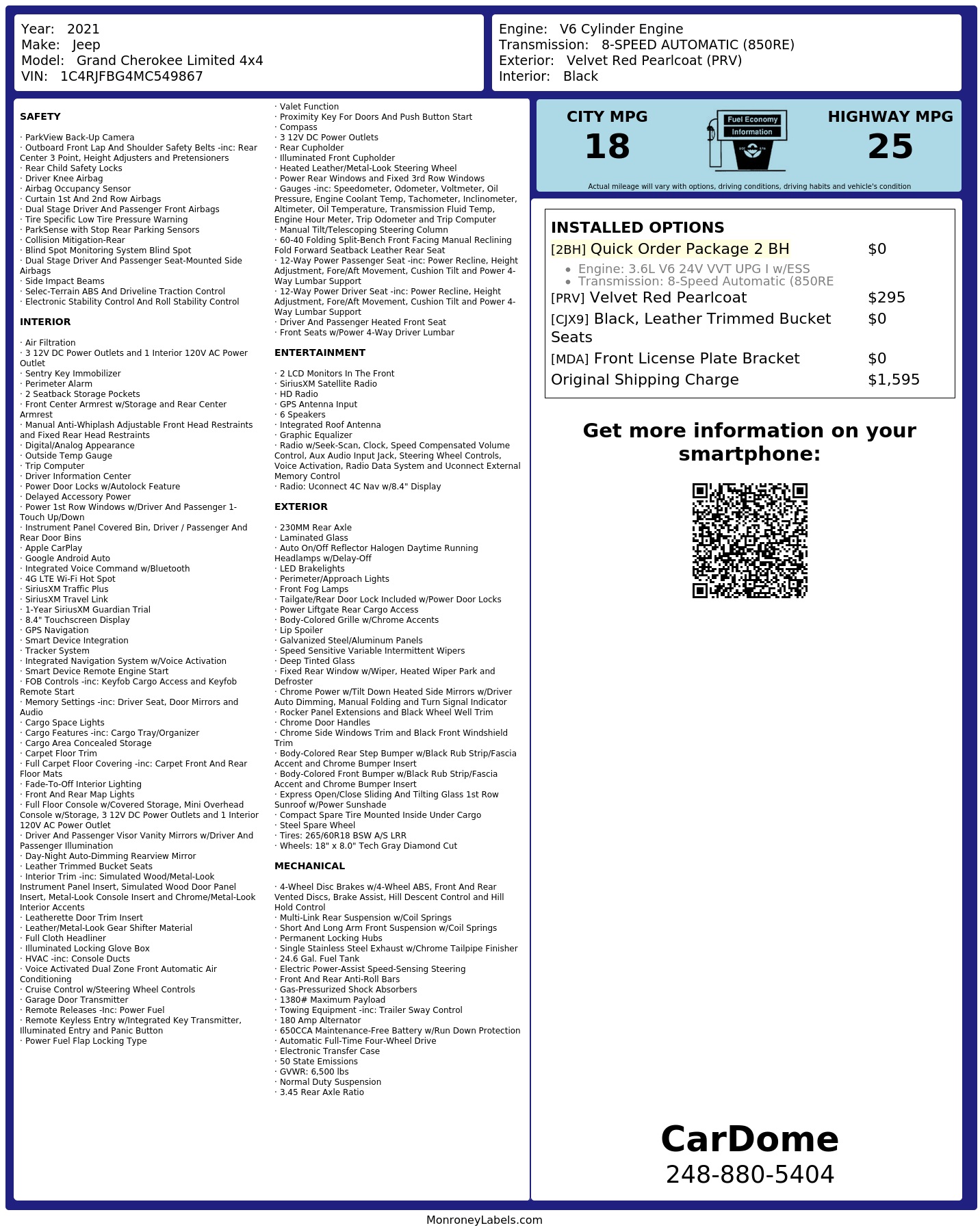 Monroney Label