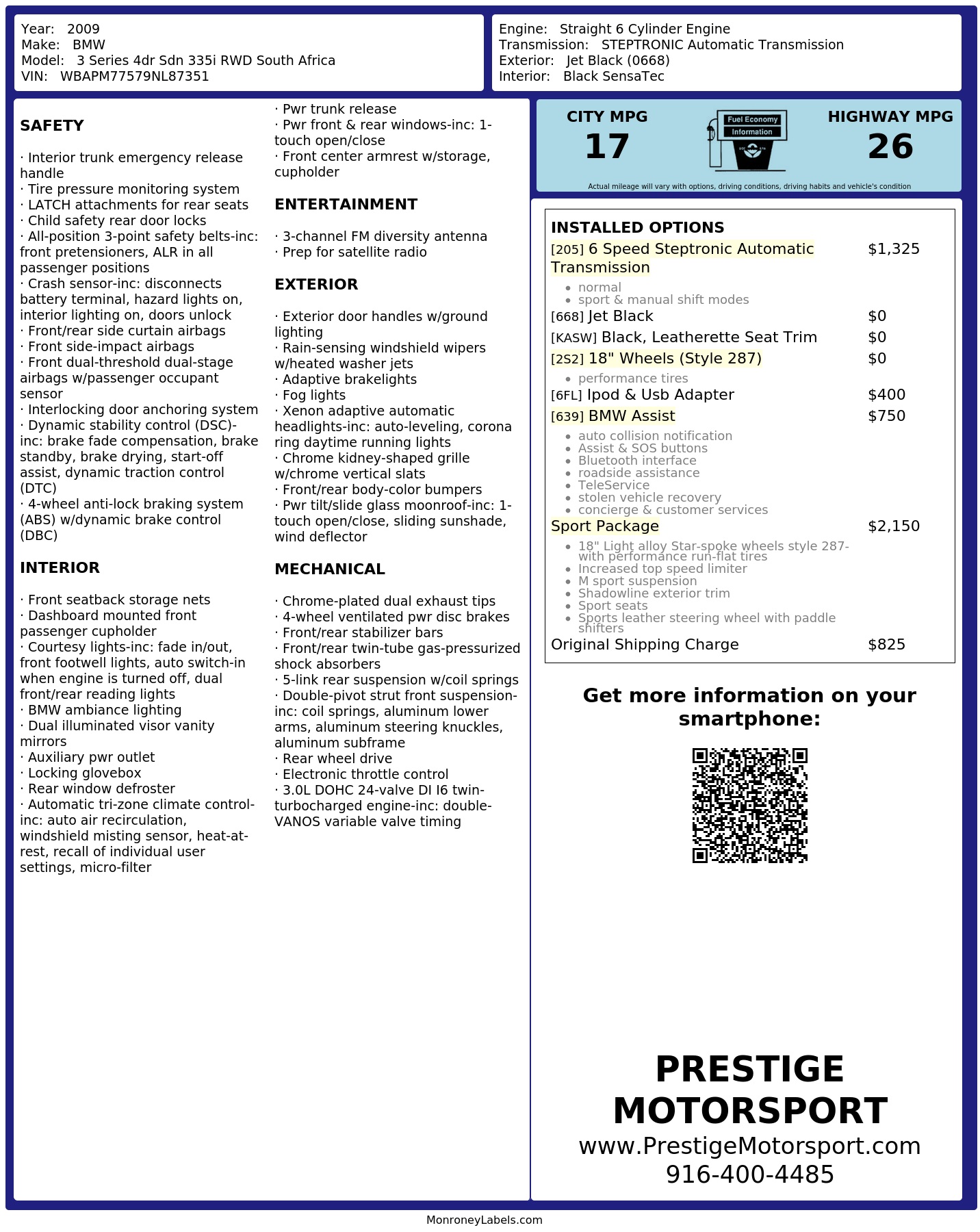 Monroney Label