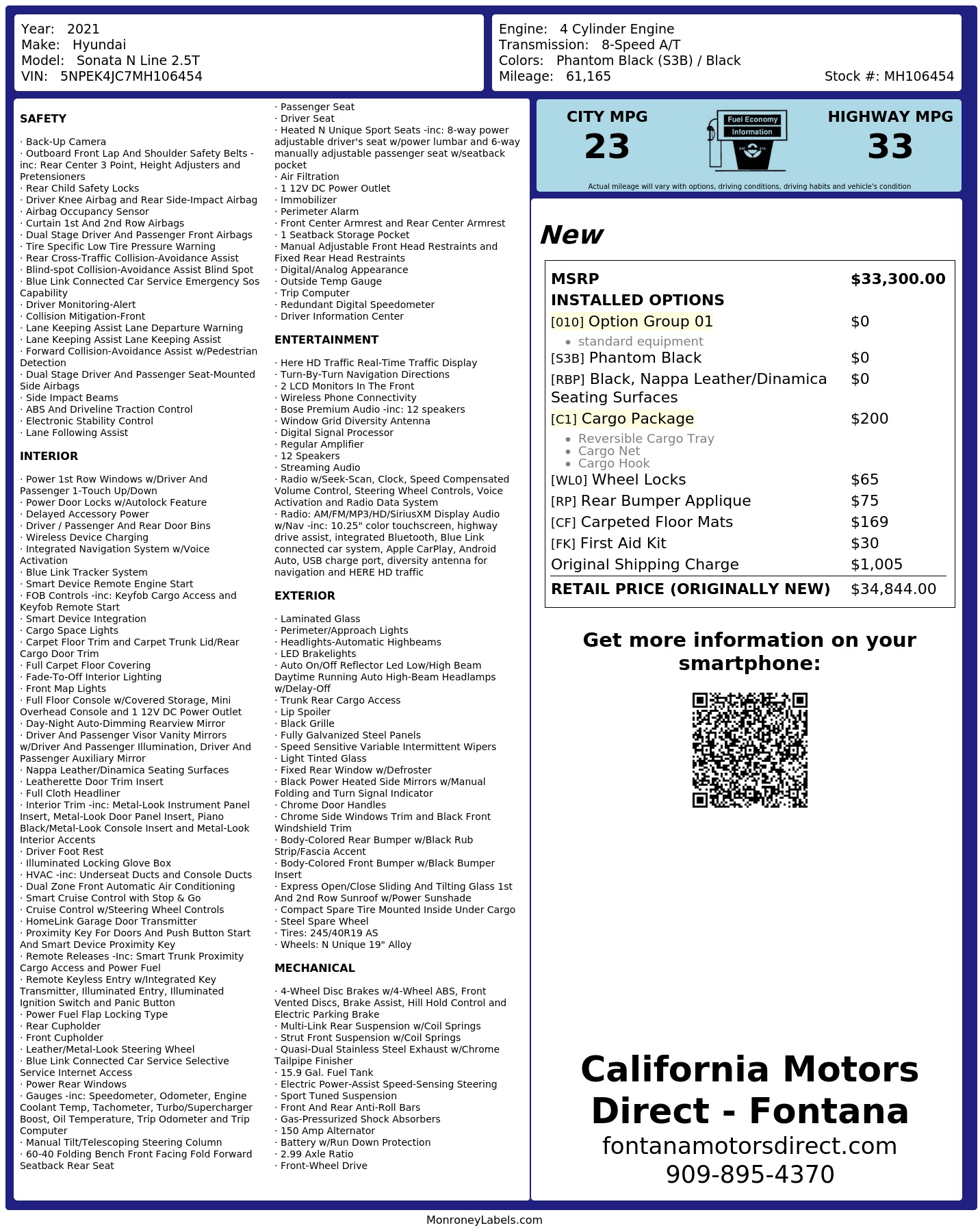 Monroney Label
