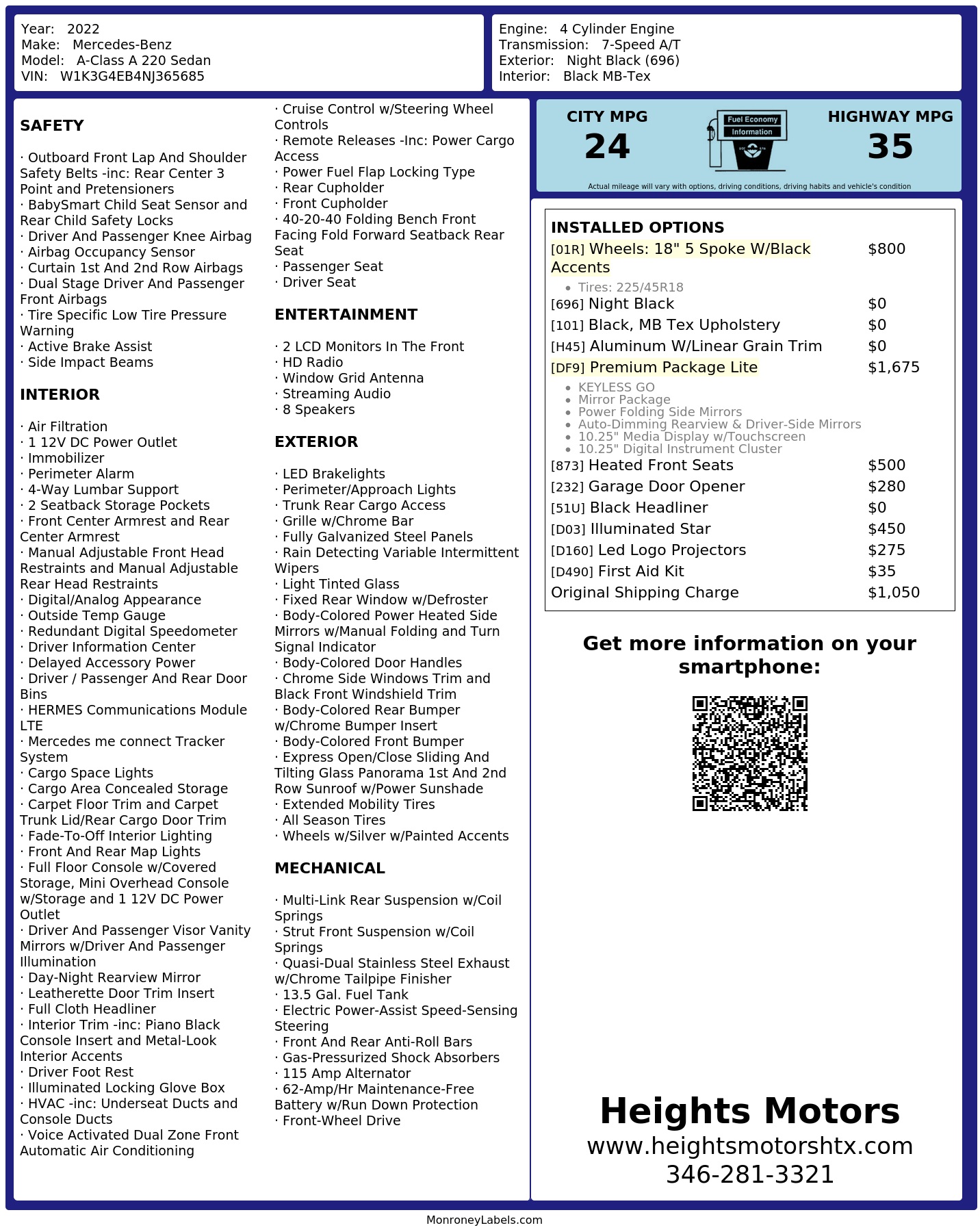 Monroney Label
