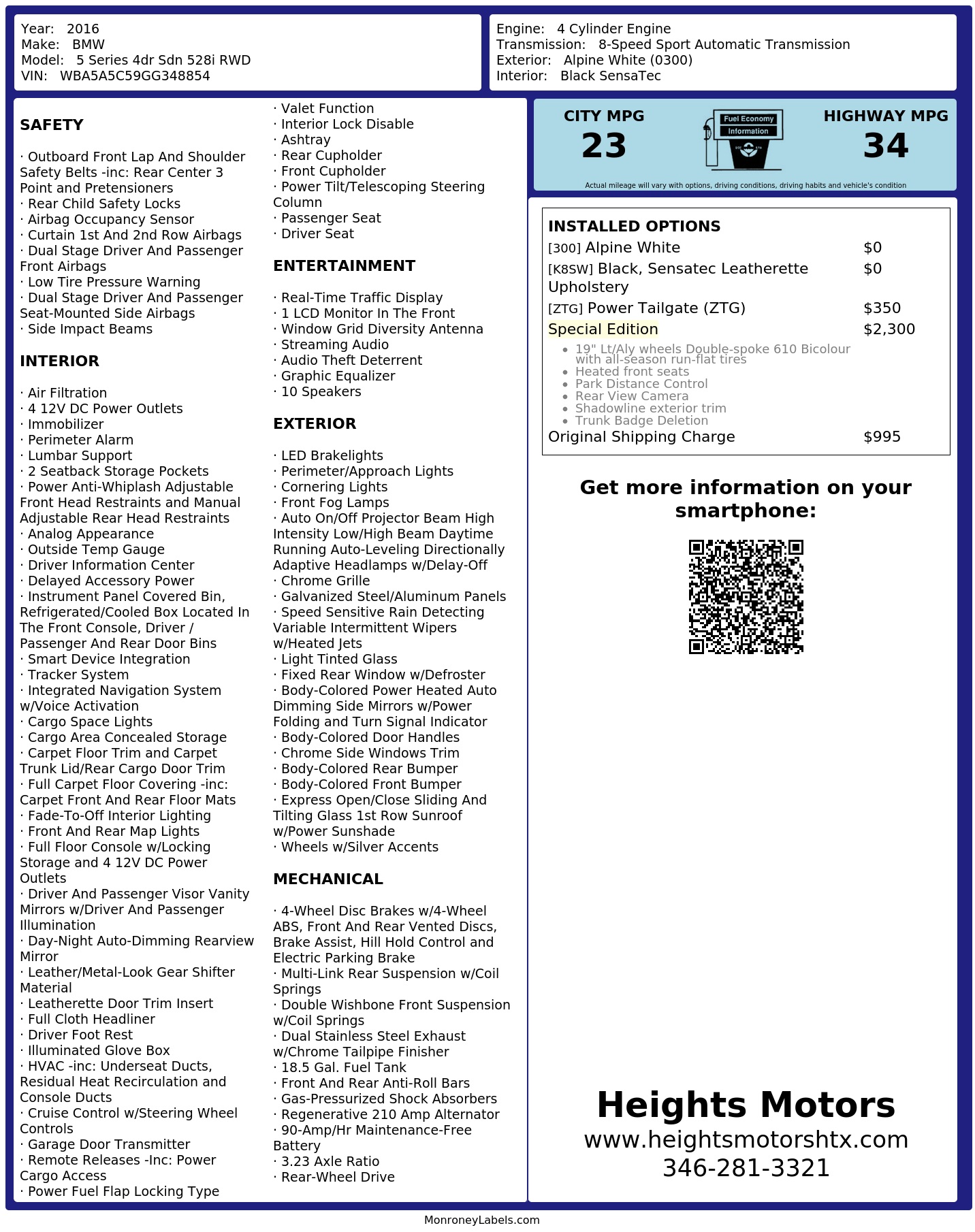 Monroney Label