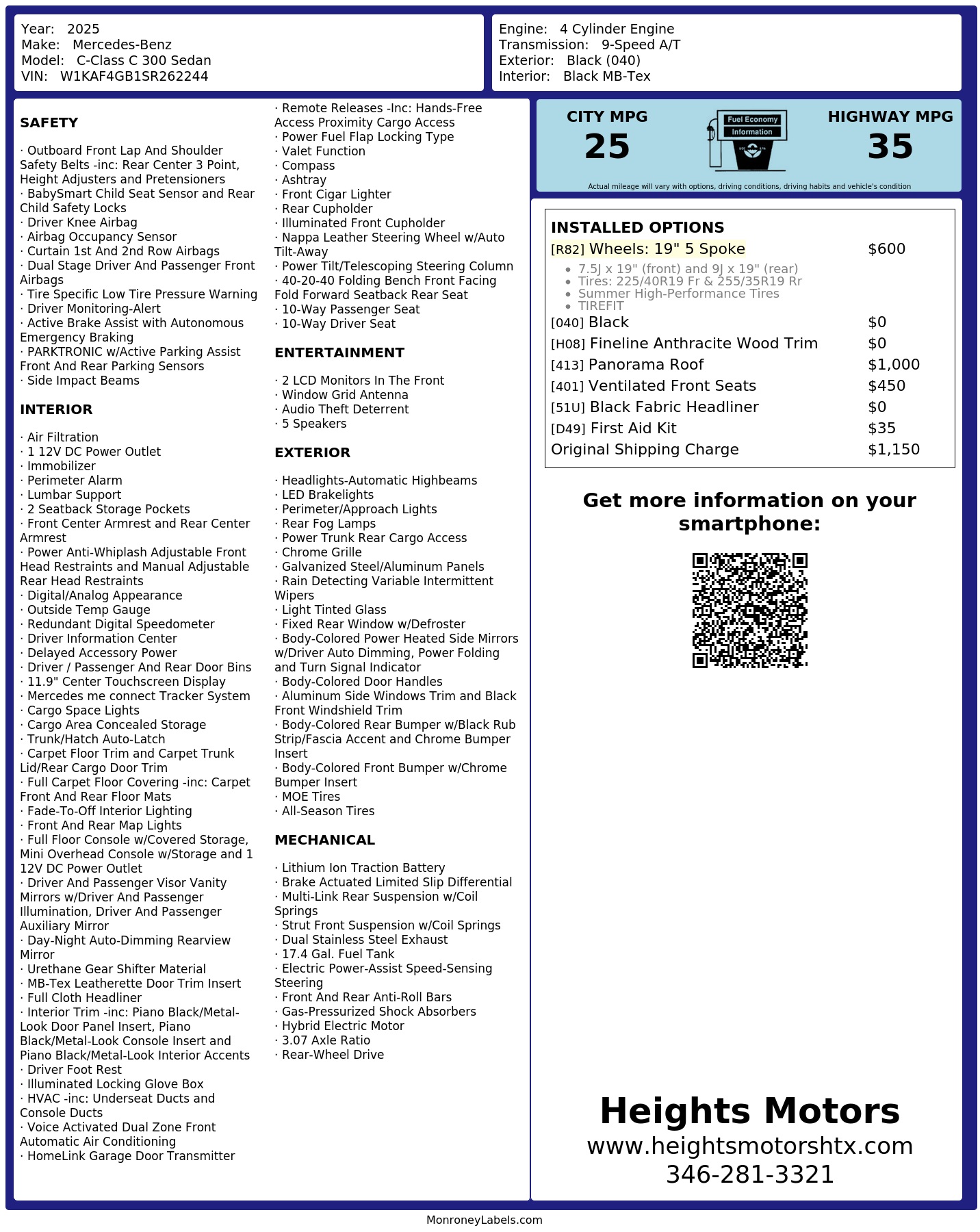 Monroney Label