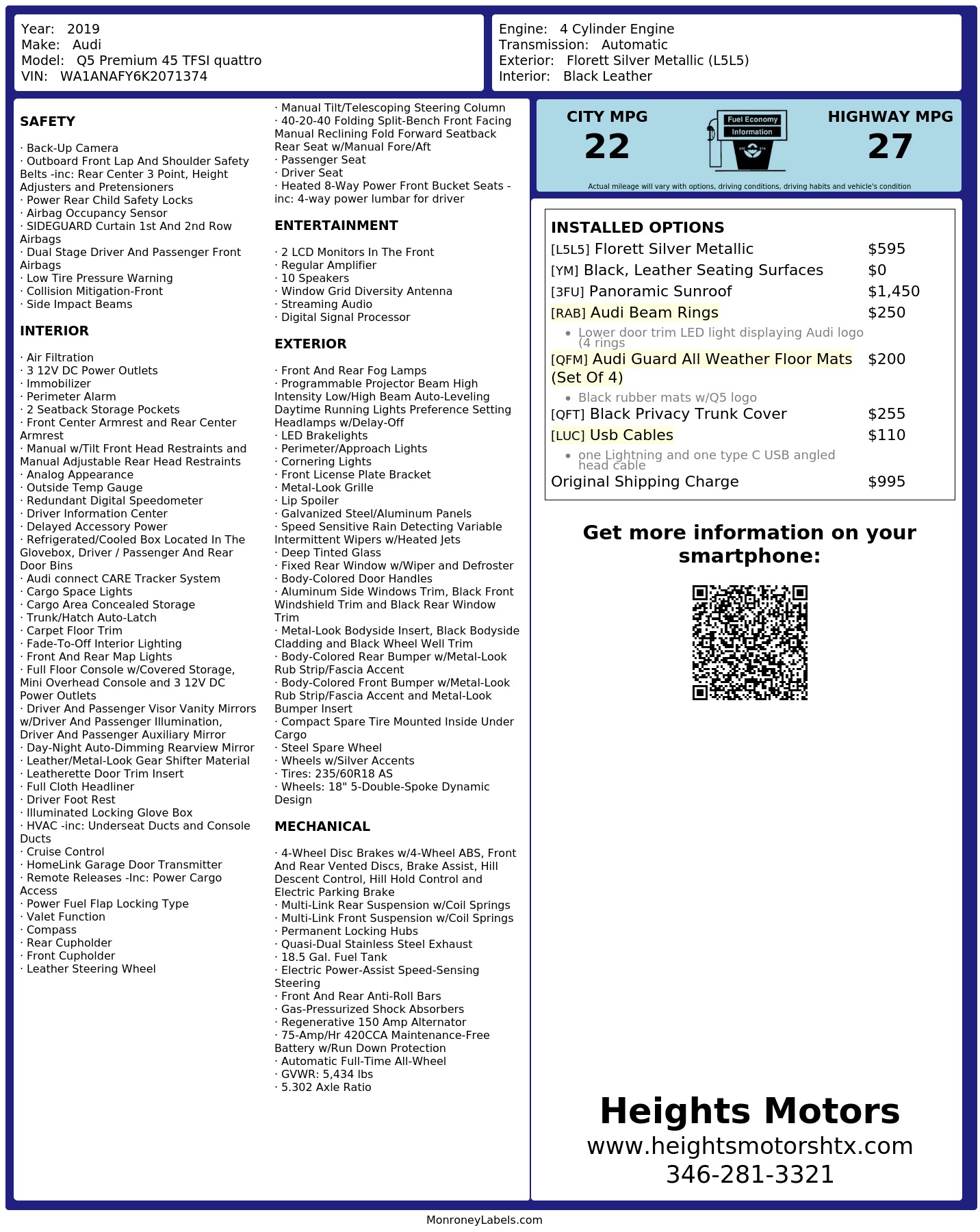 Monroney Label